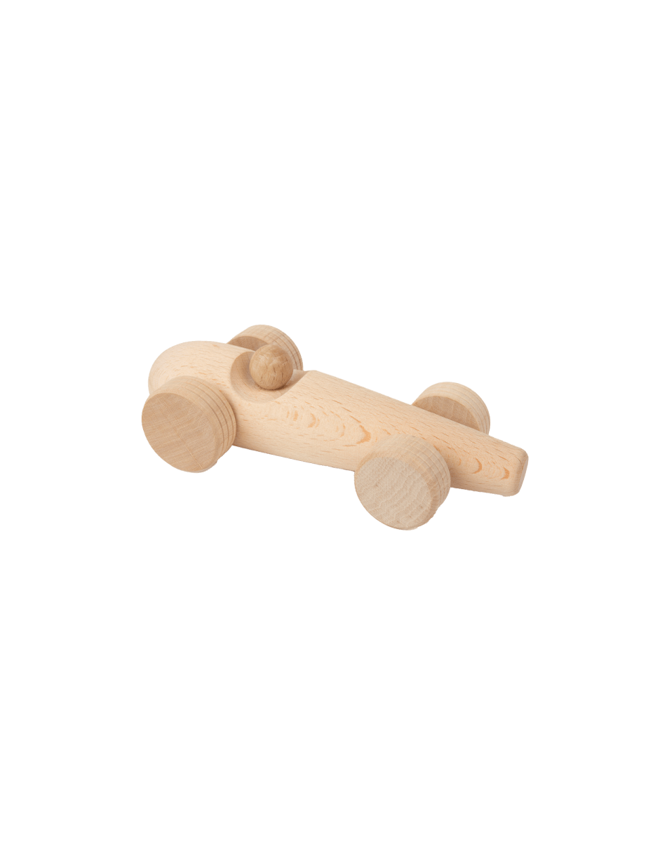 Nobodinoz Wooden Racing Car - Beech Wood, racing car on a plain background