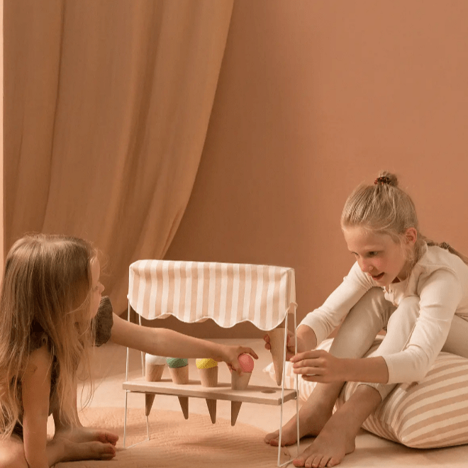 Nobodinoz - Educational Games - Wooden Ice Cream Corner - Honey Stripes - Tummy Time