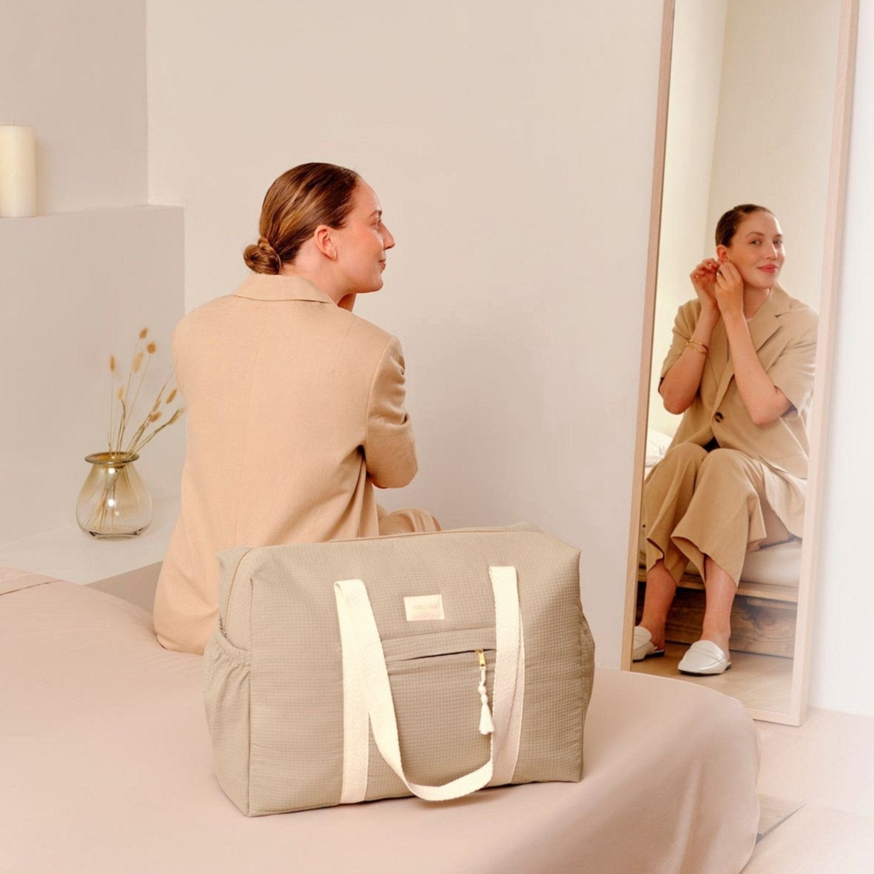 Nobodinoz - Nursery & Diaper Bags - Opera waterproof maternity bag - Laurel Green - Tummy Time