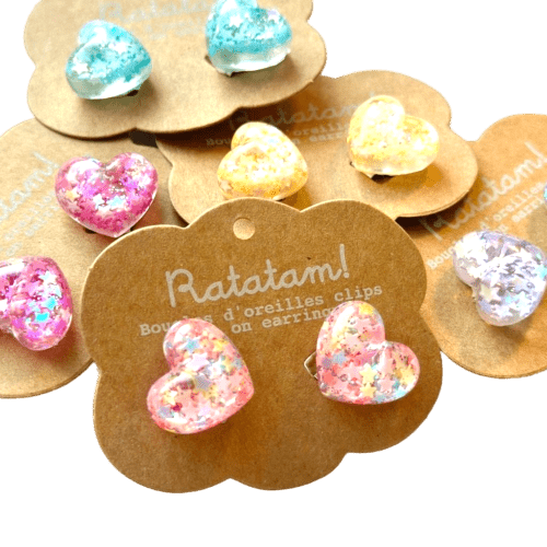 Ratatam! - Jewellery, Watches & Pins - Heart Clip - on Earrings – Pink - Tummy Time
