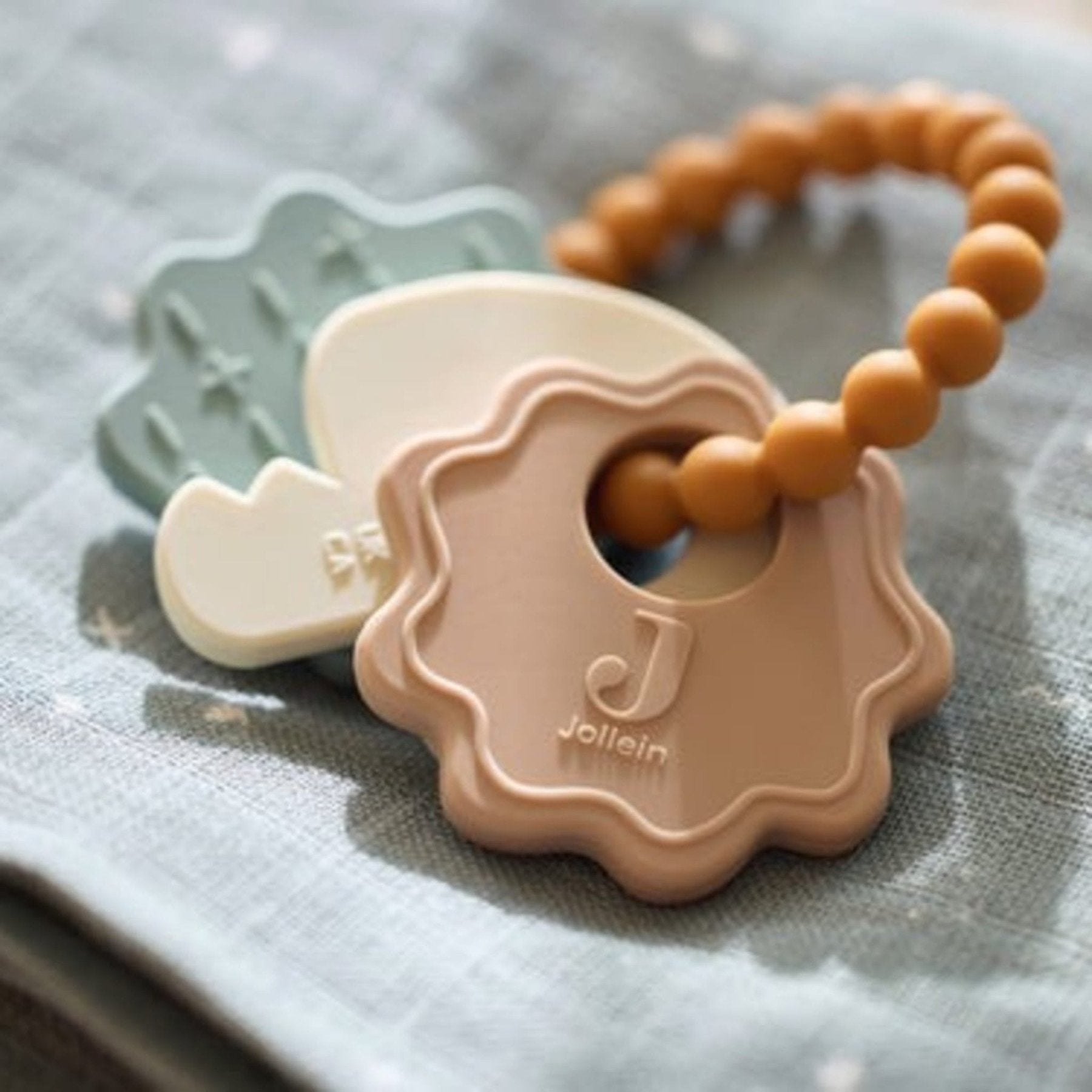 Jollein - Baby Teethers - Teething Ring Keychain - Lovely Birds - Tummy Time