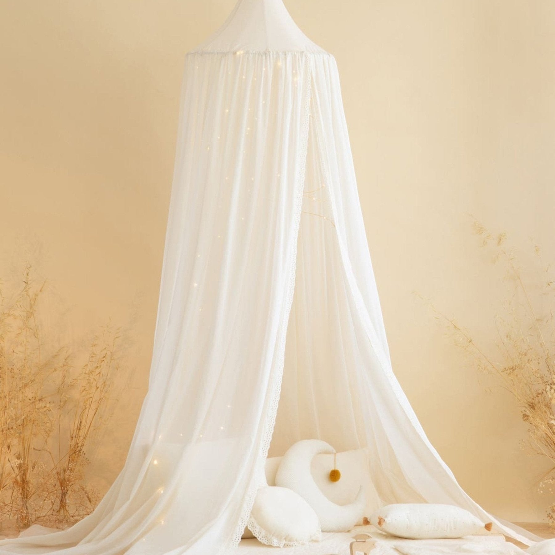 Nobodinoz - Baby & Kids Decoration - Vera Eyelet Lace Canopy - Natural - Tummy Time