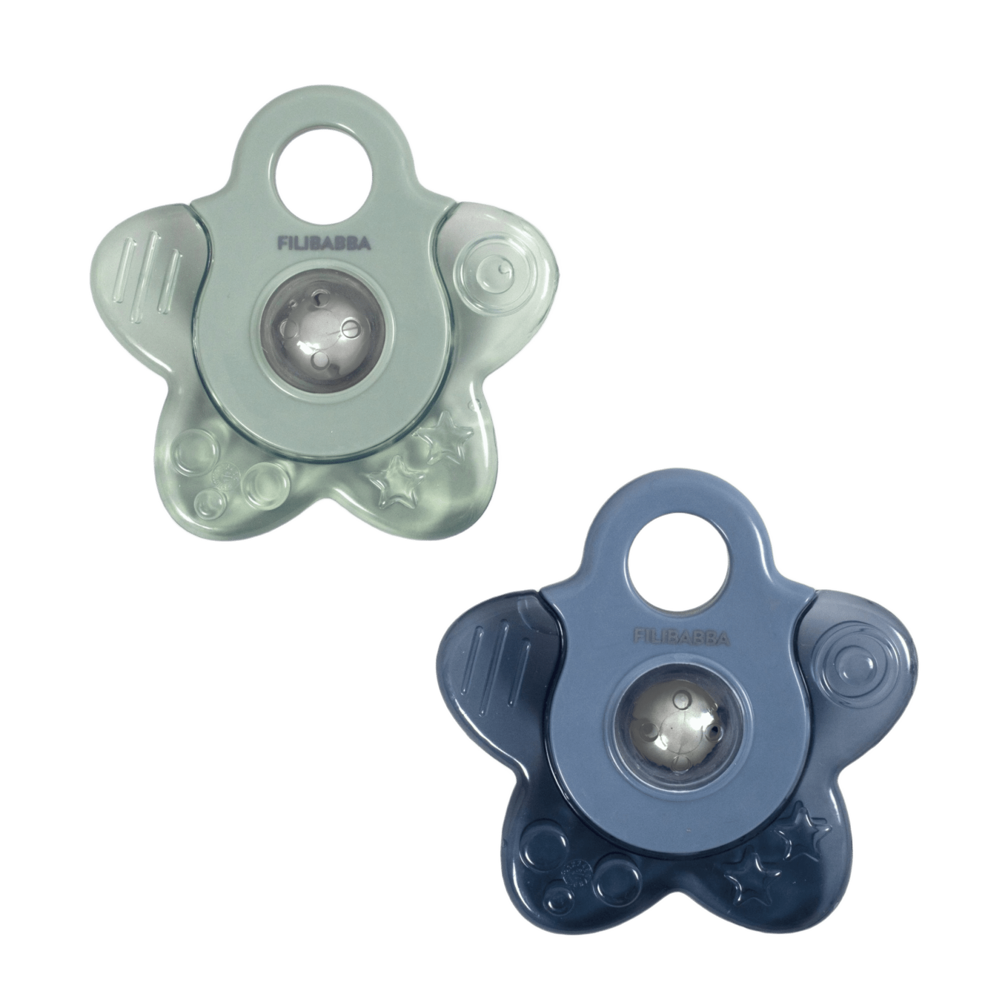 Filibabba - Baby Teethers - 2 - Pack Cooling Star Teether - Blue - Tummy Time