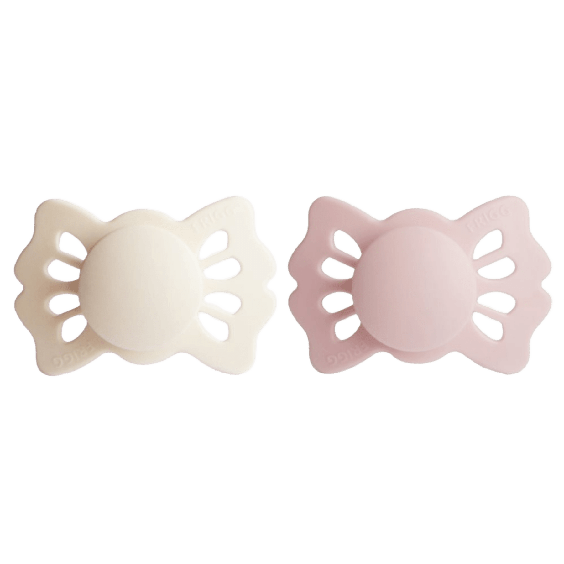 Frigg - Dummies, Pacifiers & Pacifiers Clips - 2 - Pack Lucky Symmetrical Silicone - Cream/Blush - Tummy Time