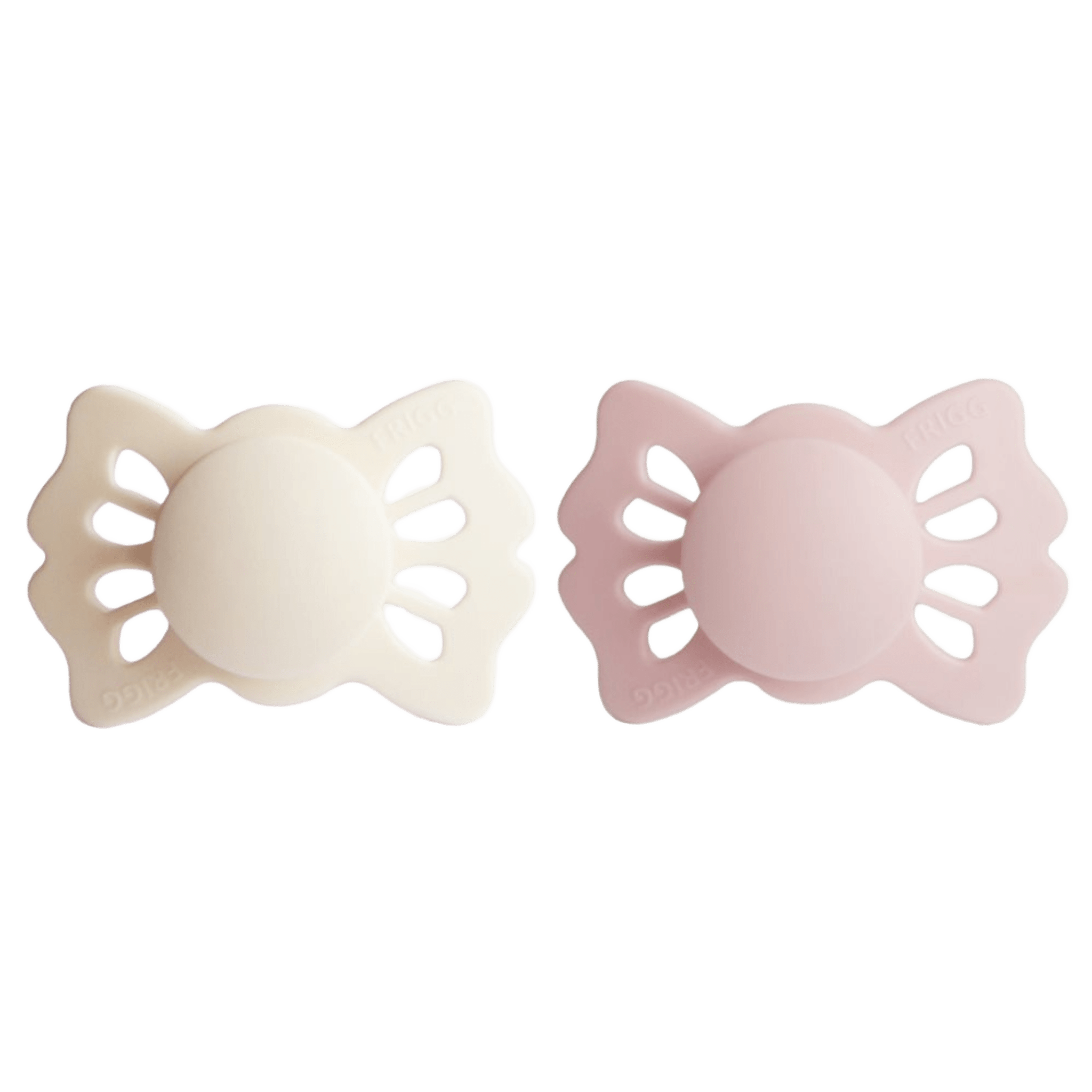 Frigg - Dummies, Pacifiers & Pacifiers Clips - 2 - Pack Lucky Symmetrical Silicone - Cream/Blush - Tummy Time