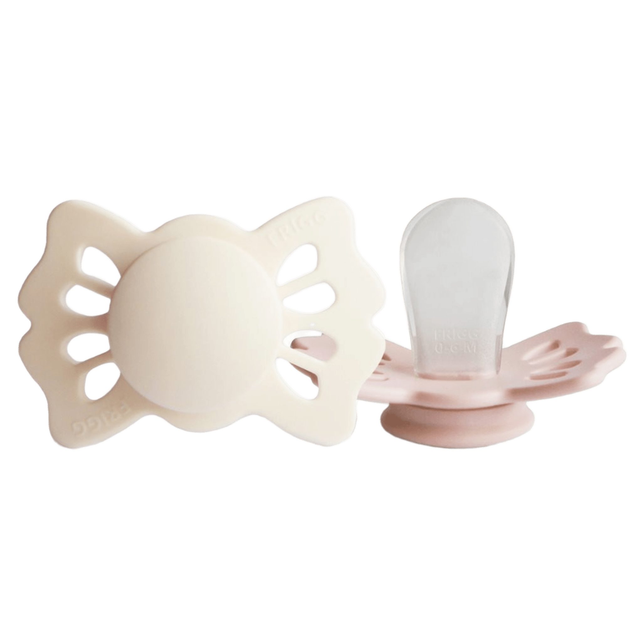 Frigg - Dummies, Pacifiers & Pacifiers Clips - 2 - Pack Lucky Symmetrical Silicone - Cream/Blush - Tummy Time