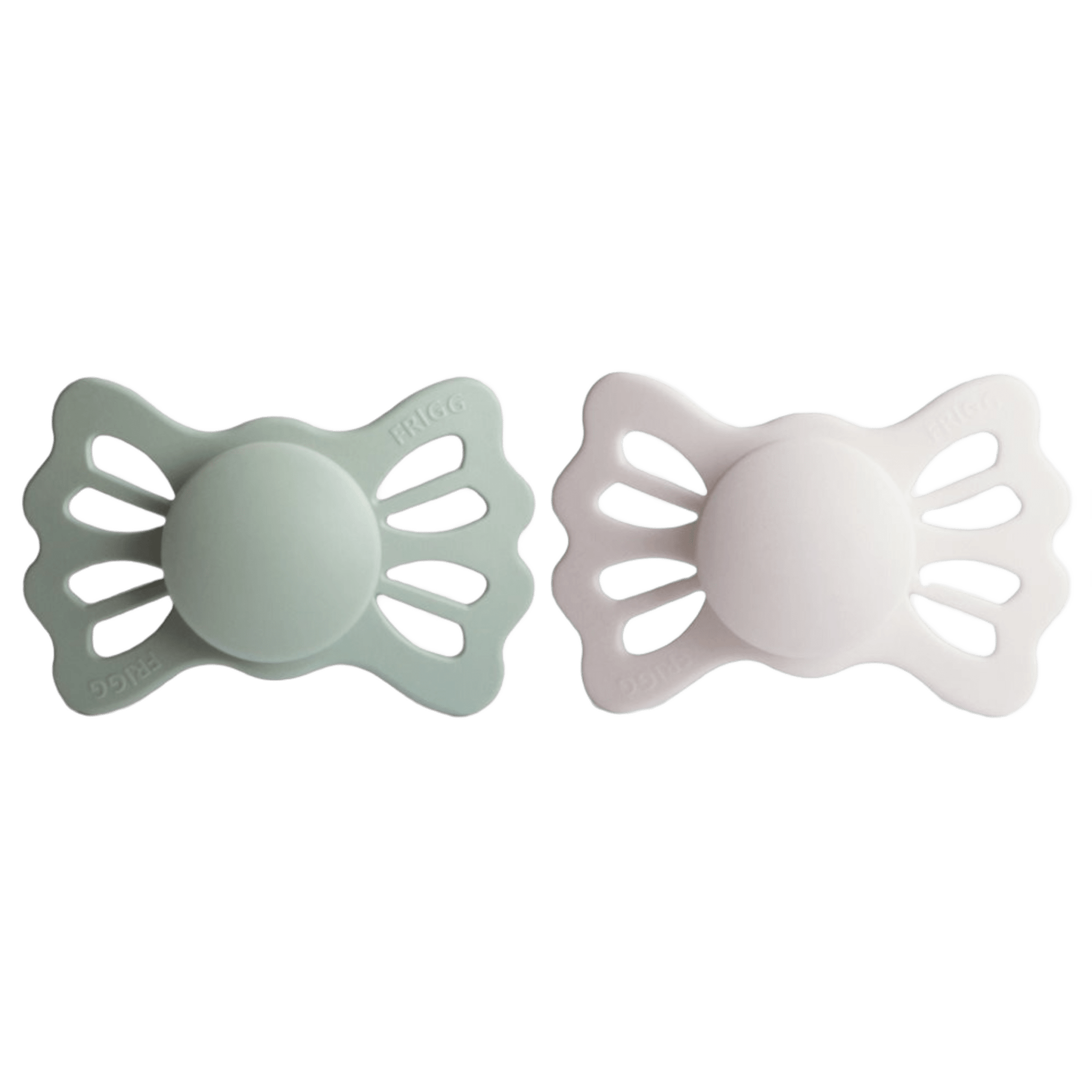 Frigg - Dummies, Pacifiers & Pacifiers Clips - 2 - Pack Lucky Symmetrical Silicone - Sage/Silver Gray - Tummy Time