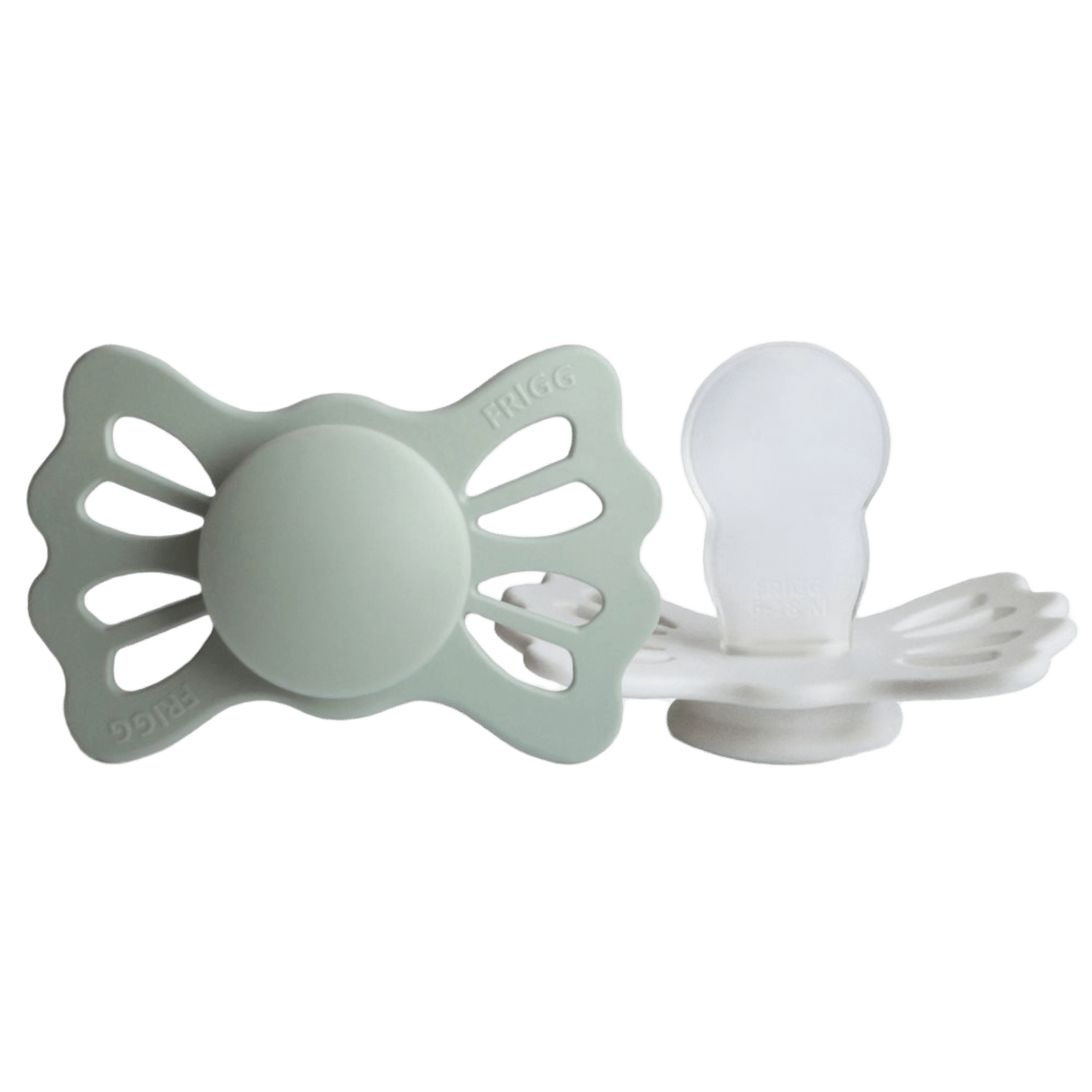 Frigg - Dummies, Pacifiers & Pacifiers Clips - 2 - Pack Lucky Symmetrical Silicone - Sage/Silver Gray - Tummy Time