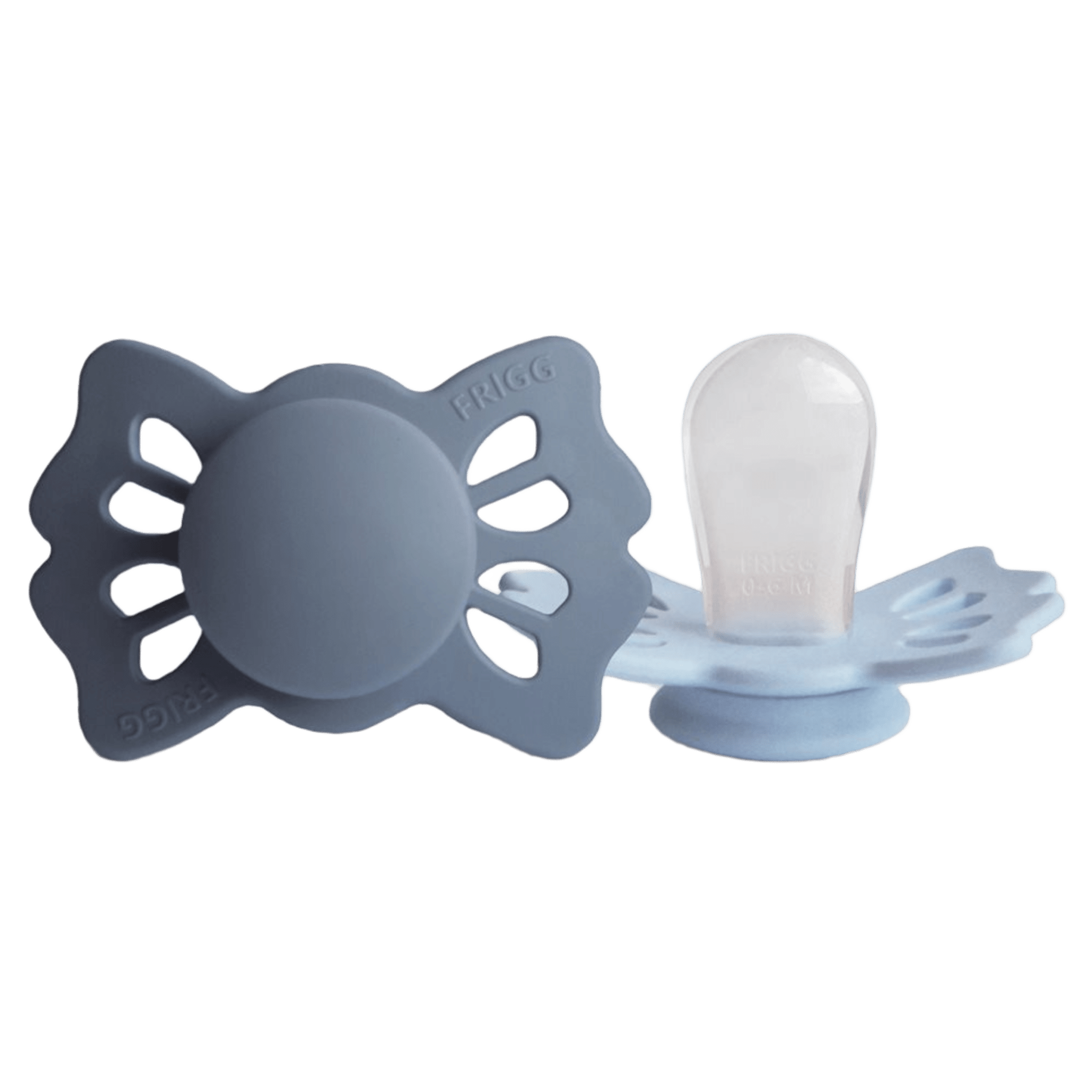 Frigg - Dummies, Pacifiers & Pacifiers Clips - 2 - Pack Lucky Symmetrical Silicone - Slate/Powder Blue - Tummy Time