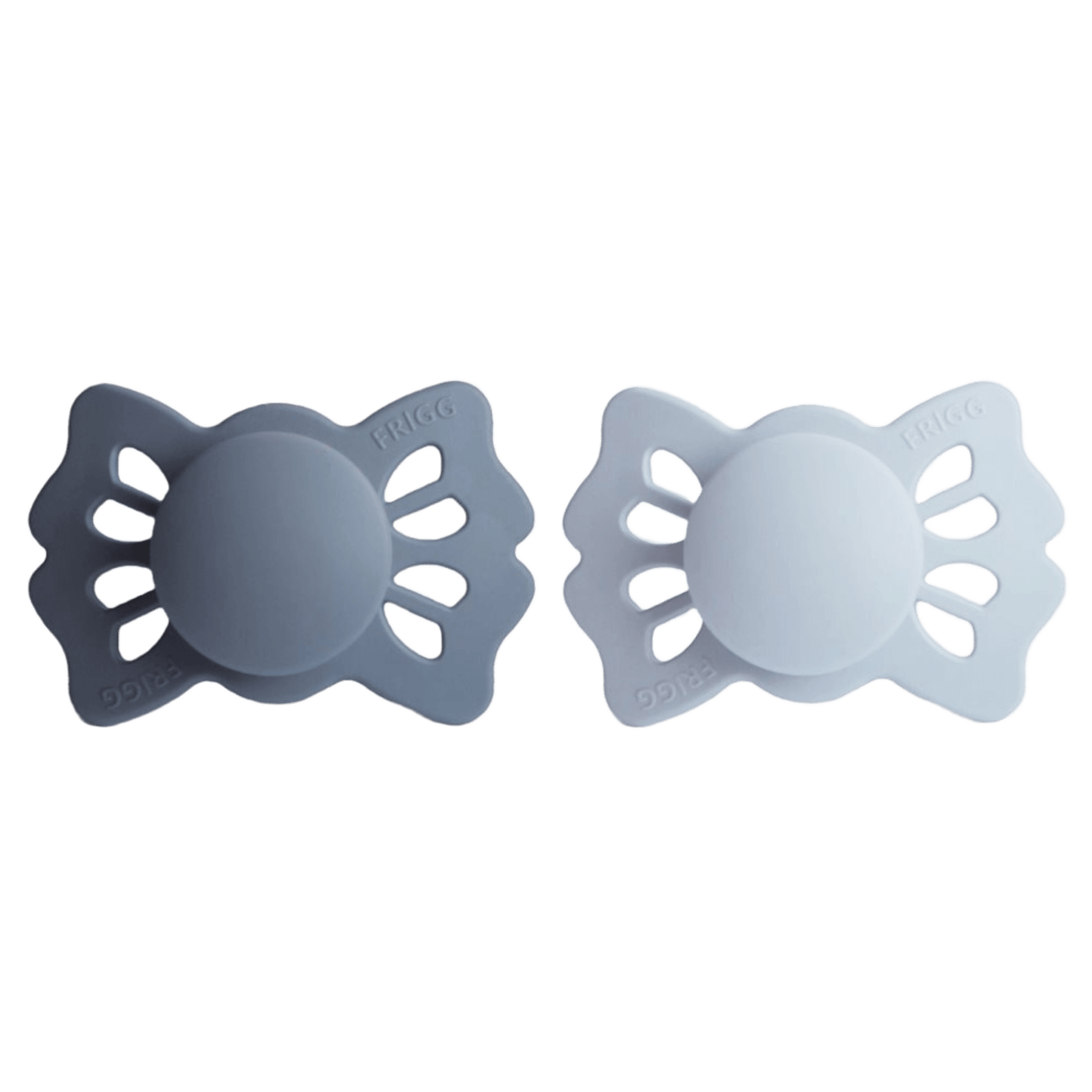 Frigg - Dummies, Pacifiers & Pacifiers Clips - 2 - Pack Lucky Symmetrical Silicone - Slate/Powder Blue - Tummy Time