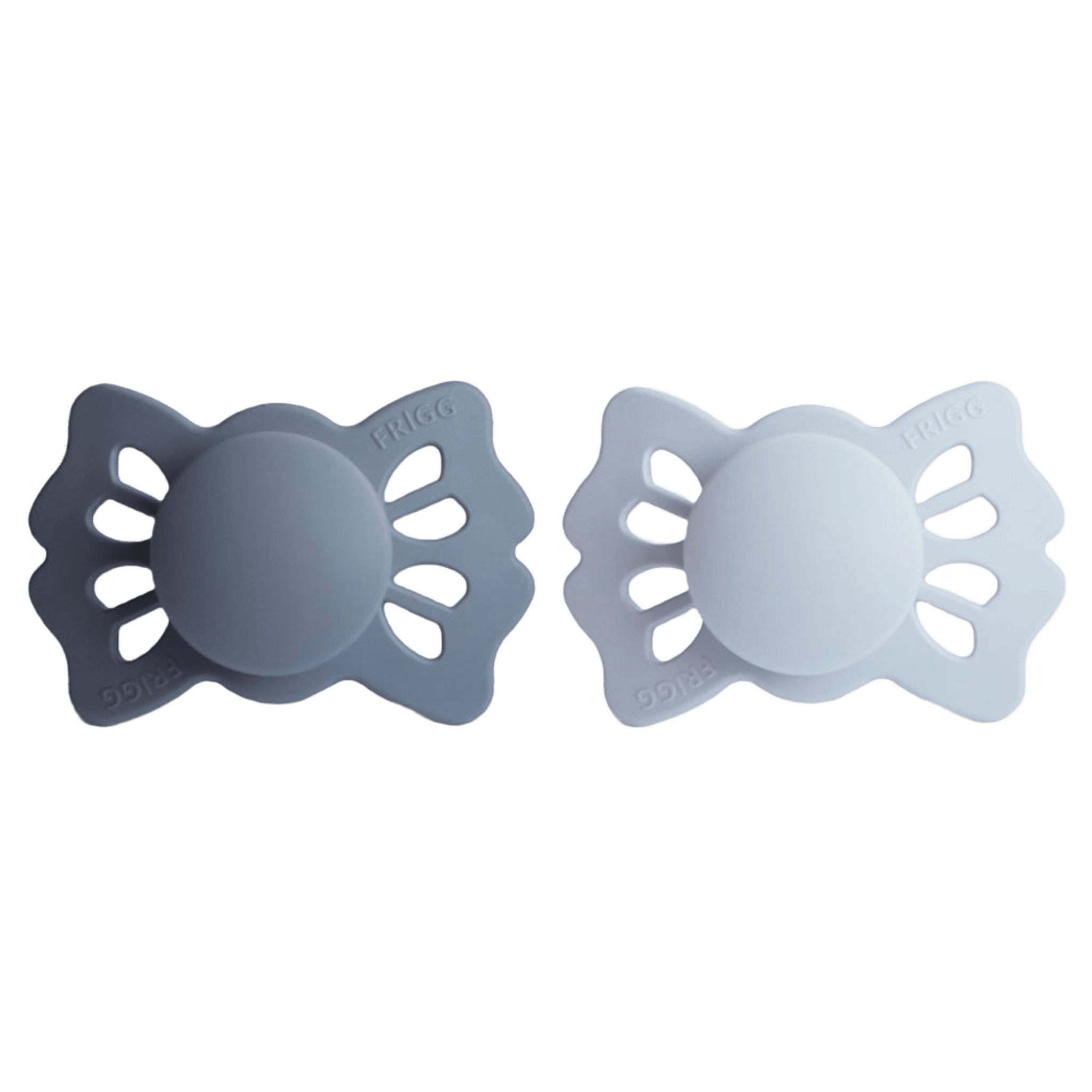 Frigg - Dummies, Pacifiers & Pacifiers Clips - 2 - Pack Lucky Symmetrical Silicone - Slate/Powder Blue - Tummy Time