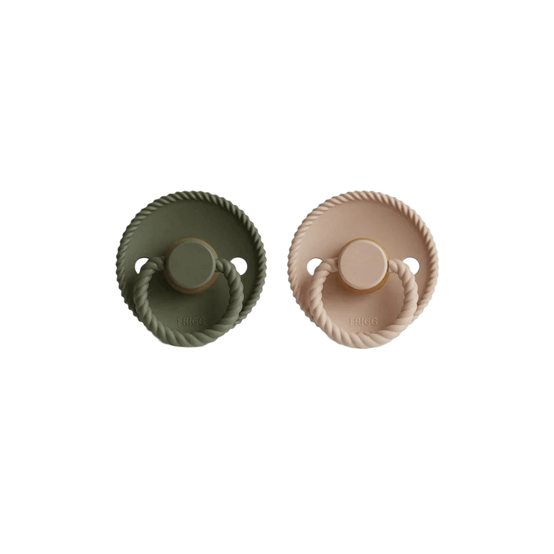 Frigg - Dummies, Pacifiers & Pacifiers Clips - 2 - Pack Rope Silicone - Croissant/Olive - Tummy Time