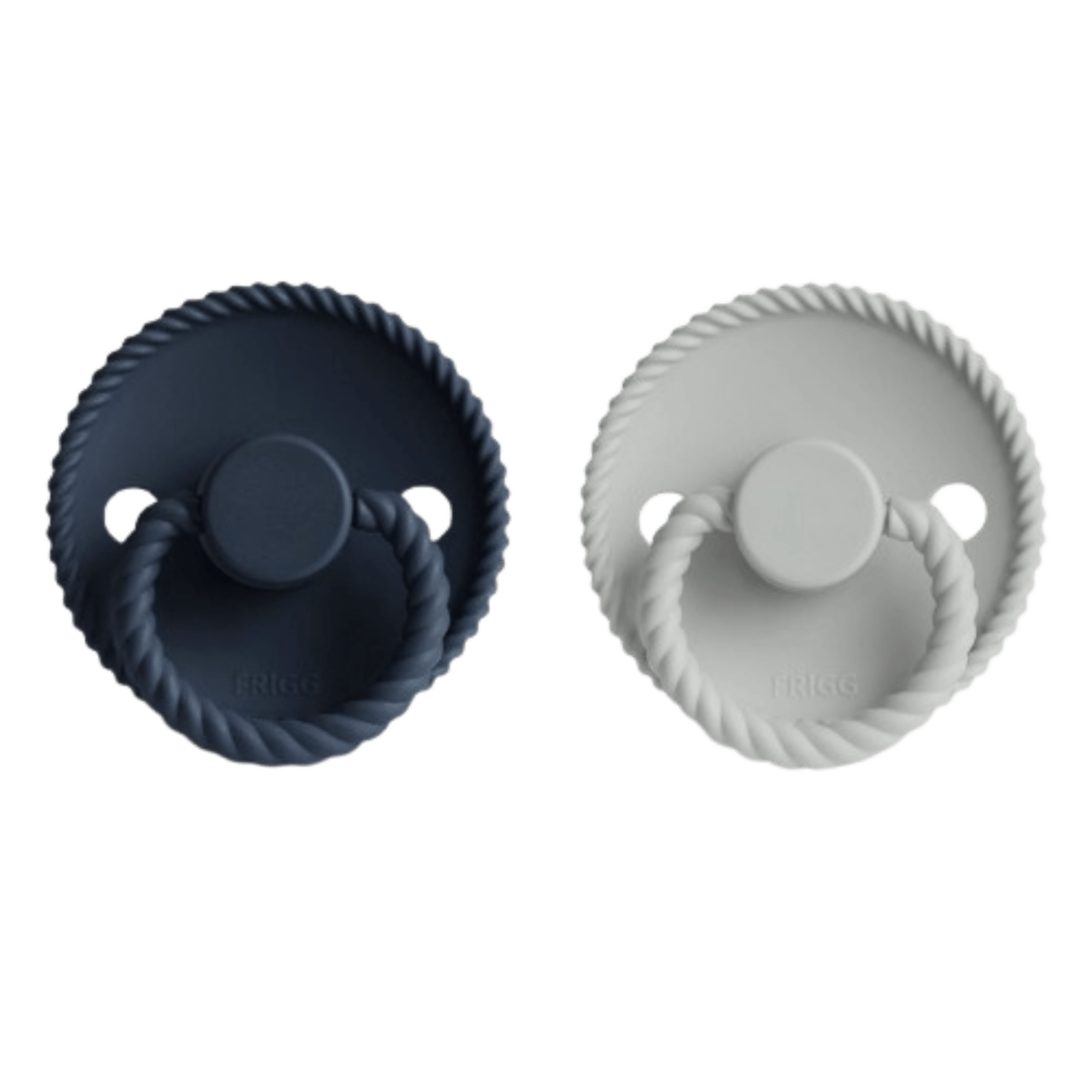 Frigg - Dummies, Pacifiers & Pacifiers Clips - 2 - Pack Rope Silicone - Silver Gray/Dark Navy - Tummy Time