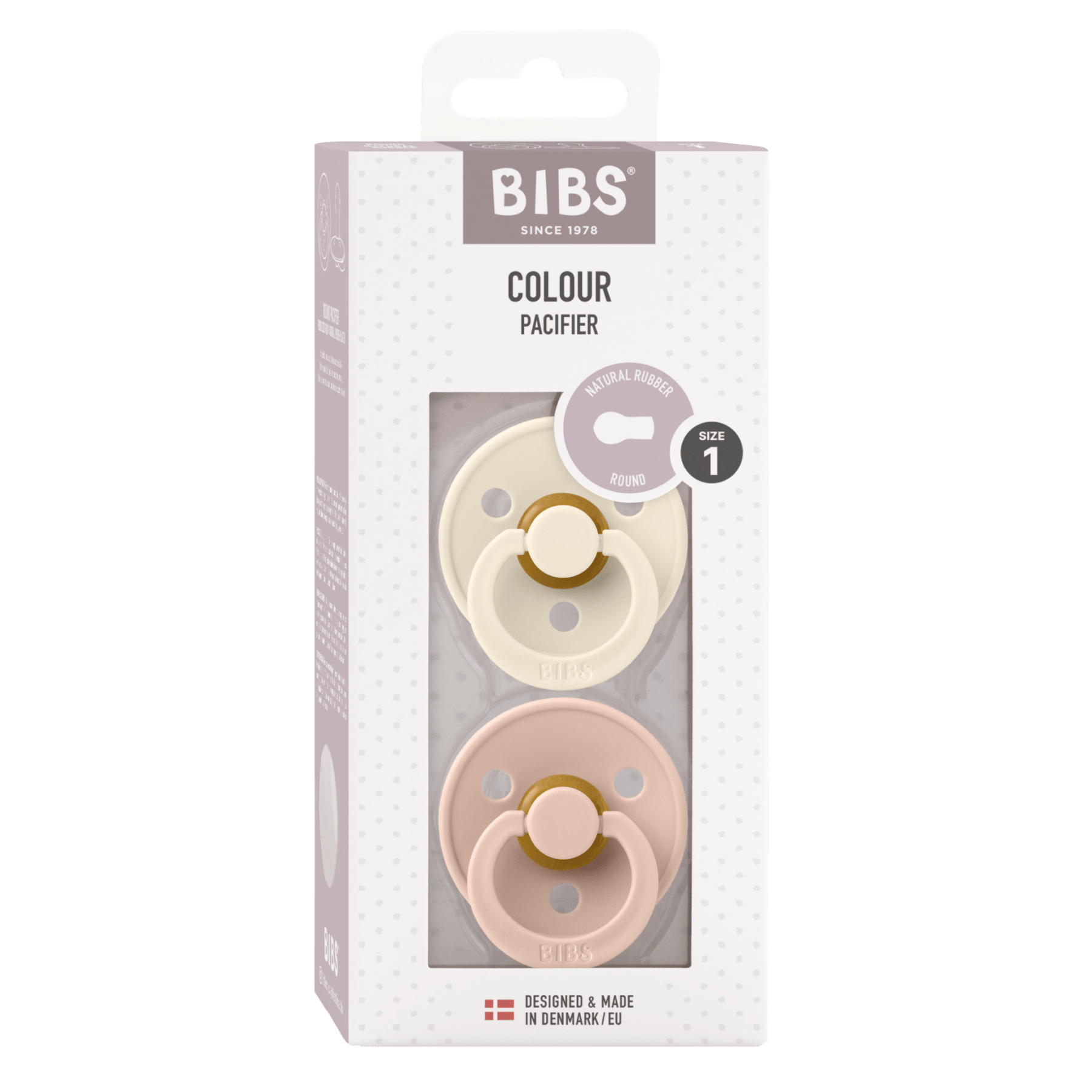 Bibs® - Dummies, Pacifiers & Pacifiers Clips - 2 - Pack Round Pacifiers - Ivory Blush - Tummy Time