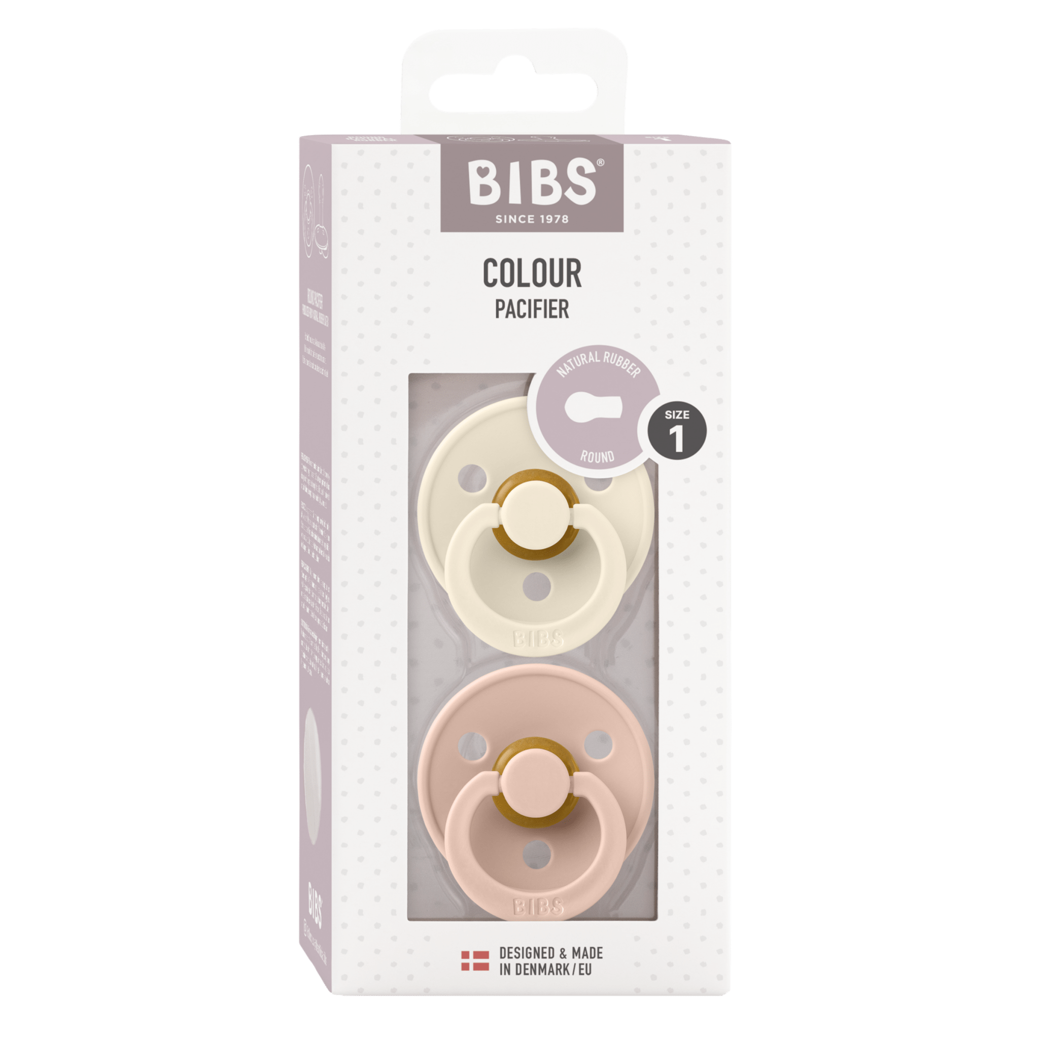 Bibs® - Dummies, Pacifiers & Pacifiers Clips - 2 - Pack Round Pacifiers - Ivory Blush - Tummy Time