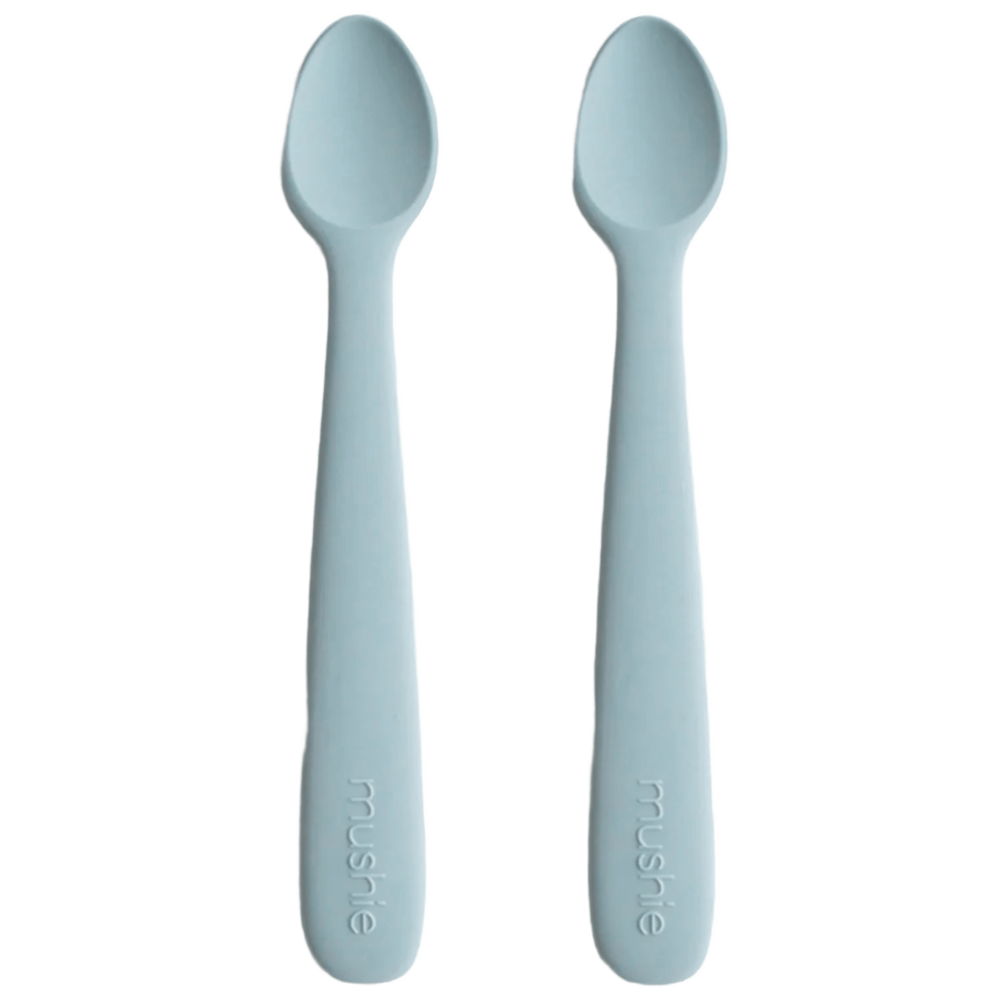 Mushie - Baby Tableware - 2 - Pack Silicone Feeding Spoons - Powder Blue - Tummy Time