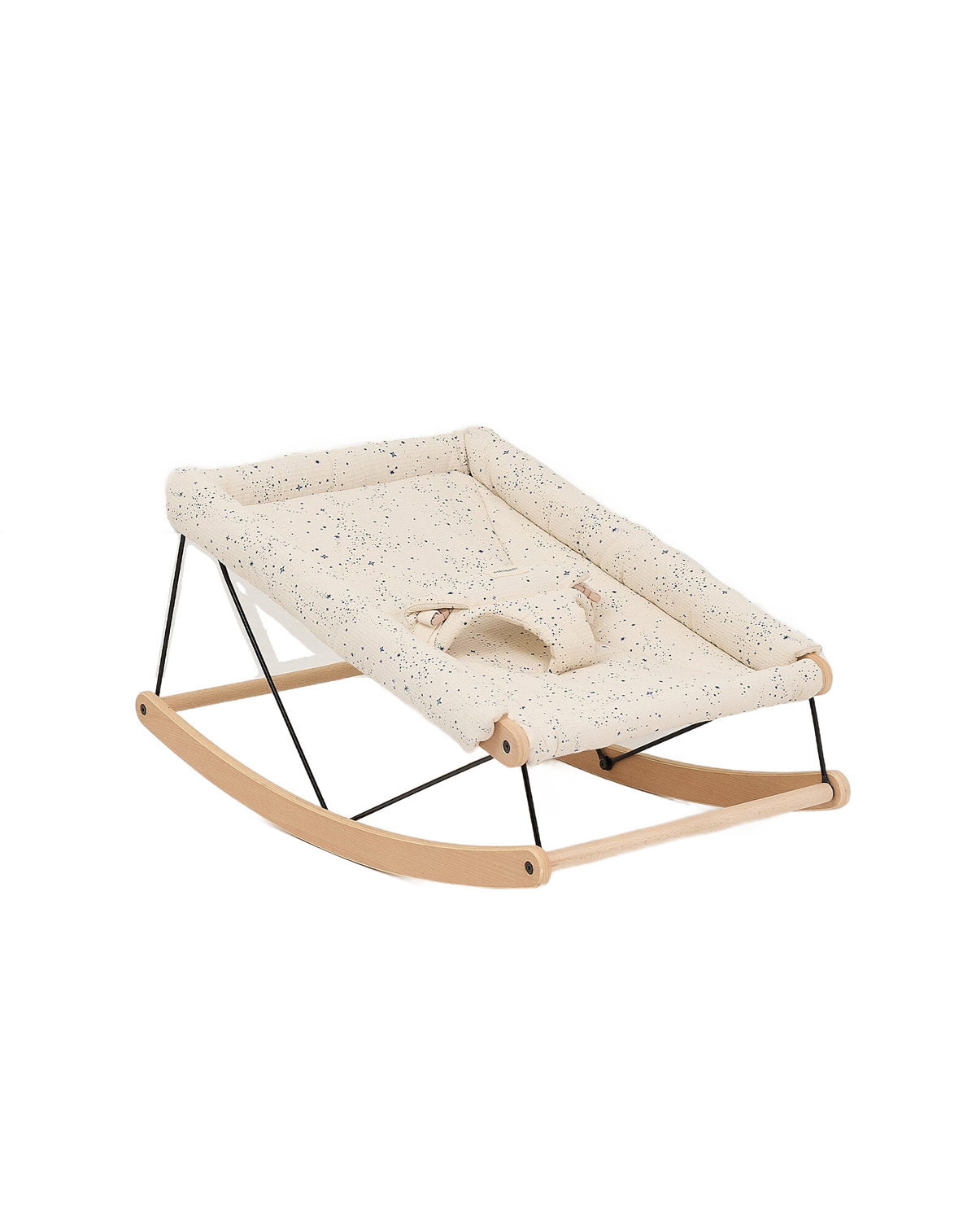 Nobodinoz Transat bébé Growing Green - Blue Milky Way, transat vu en biais