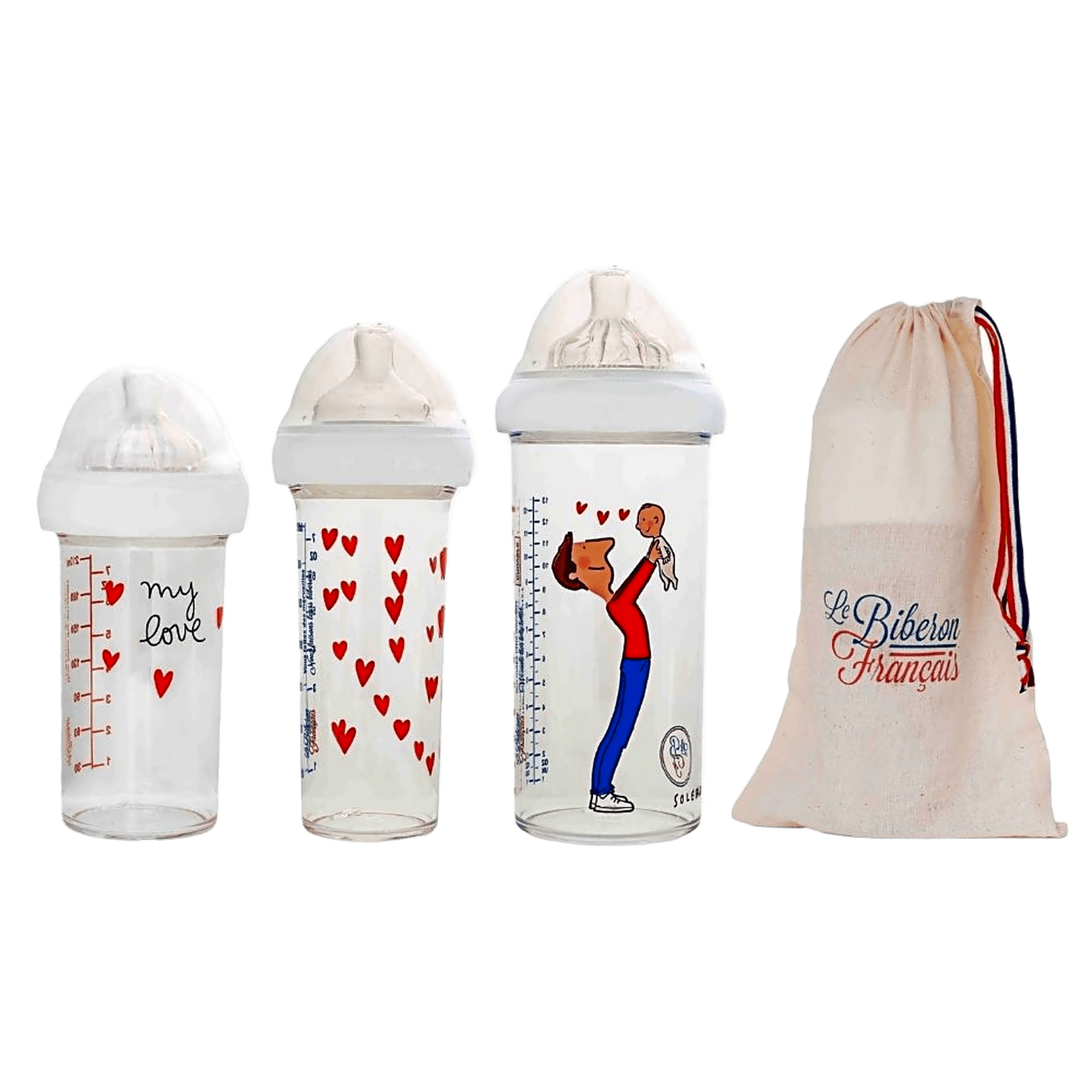 Le Biberon Français - Baby Bottles & Accessories - 3 - Pack Dad & Baby Bottles - Tummy Time