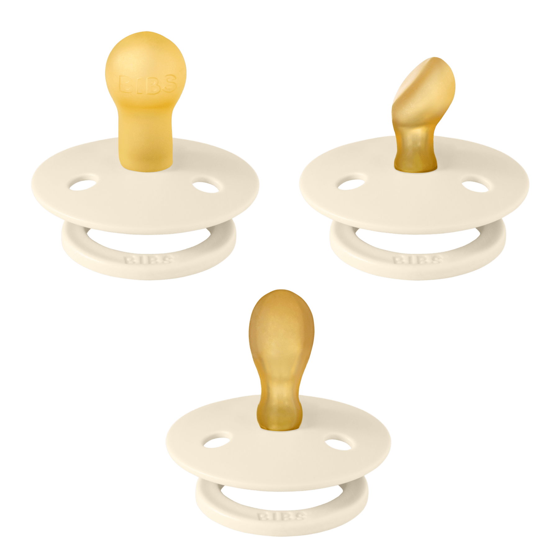 Bibs® - Dummies, Pacifiers & Pacifiers Clips - 3 - Pack Try - it Pacifiers - Ivory - Tummy Time