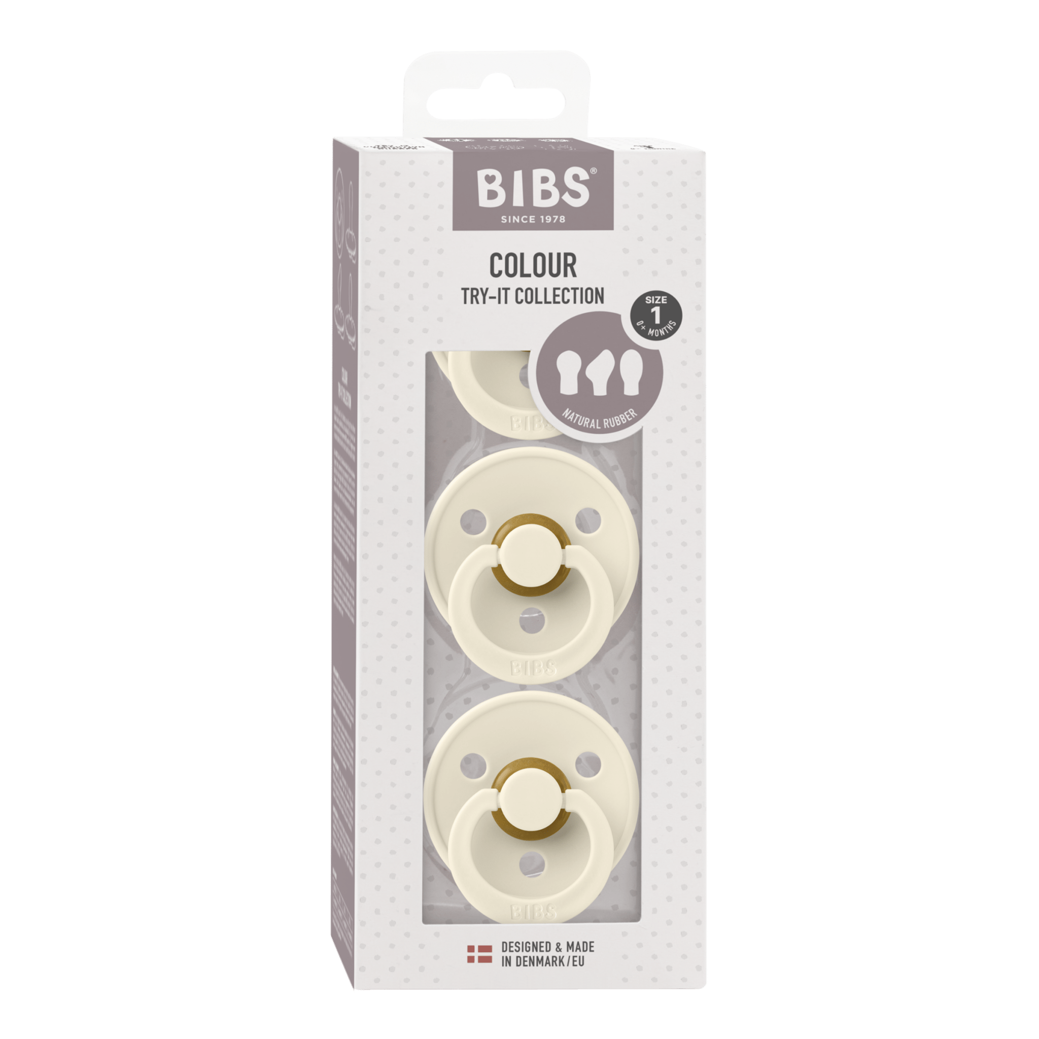 Bibs® - Dummies, Pacifiers & Pacifiers Clips - 3 - Pack Try - it Pacifiers - Ivory - Tummy Time