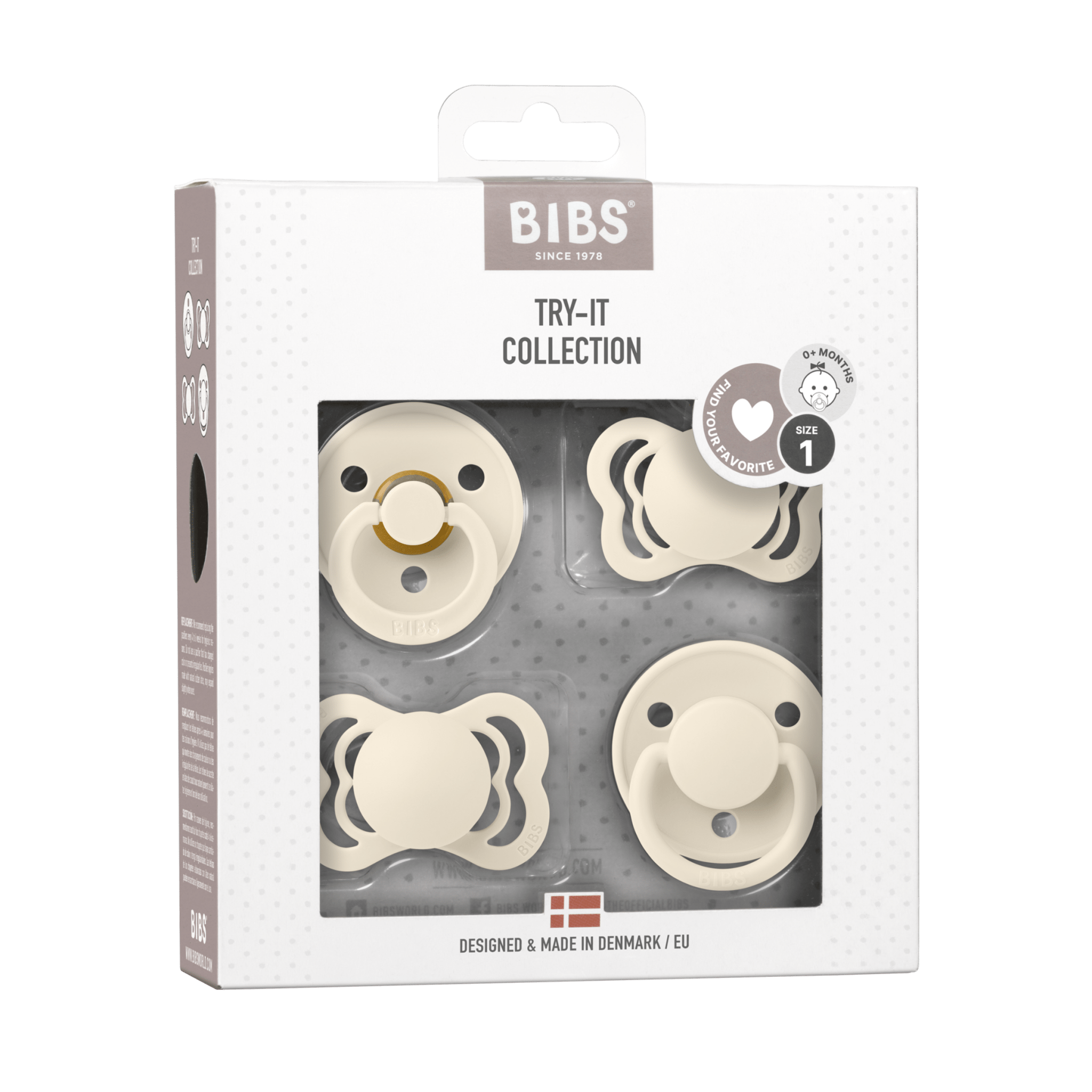 Bibs® - Dummies, Pacifiers & Pacifiers Clips - 4 - Pack Try - it Pacifiers - Ivory - Tummy Time