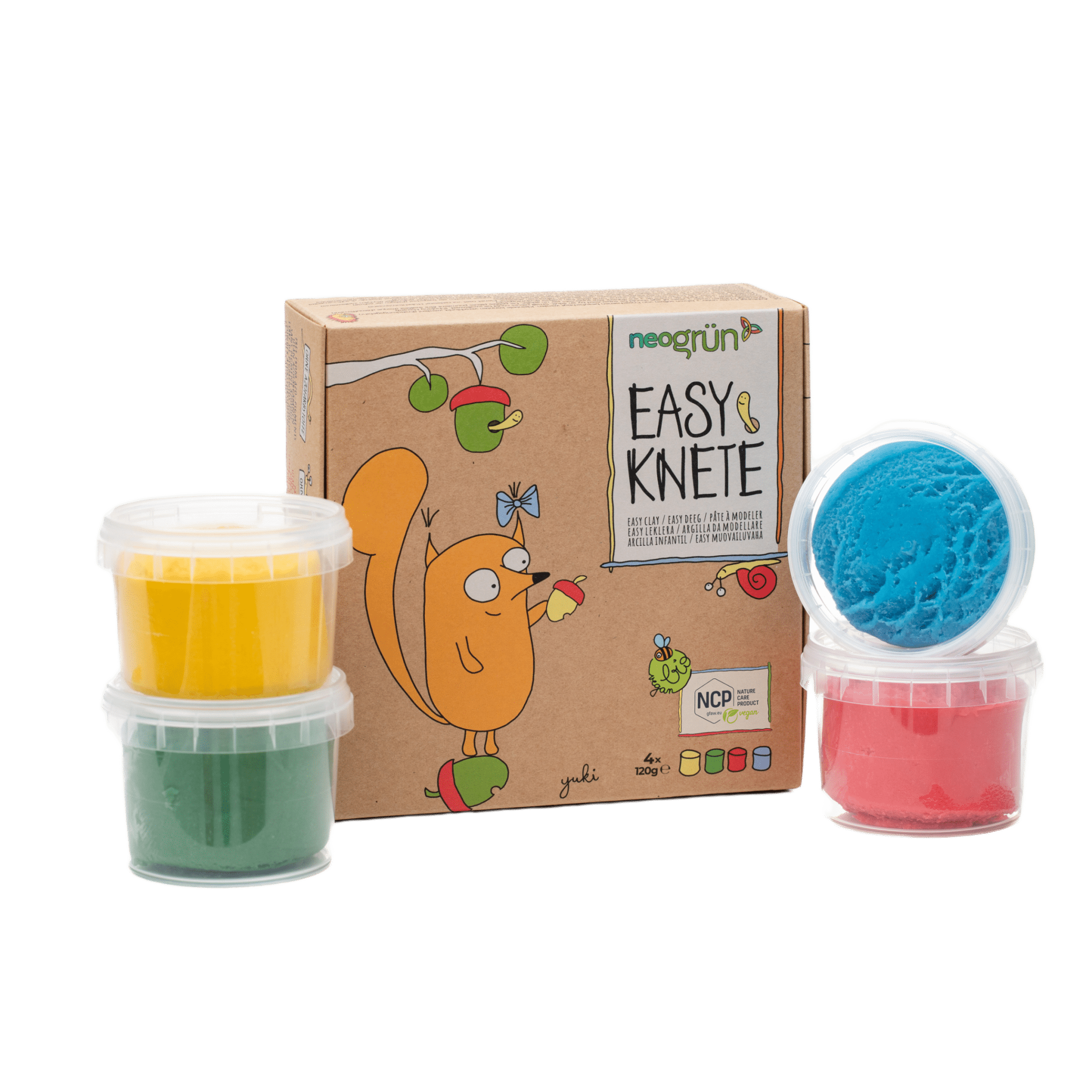 neoGRÜN - Arts & Crafts - 4 - Pack Vegan Easy Clay - Yuki - Tummy Time