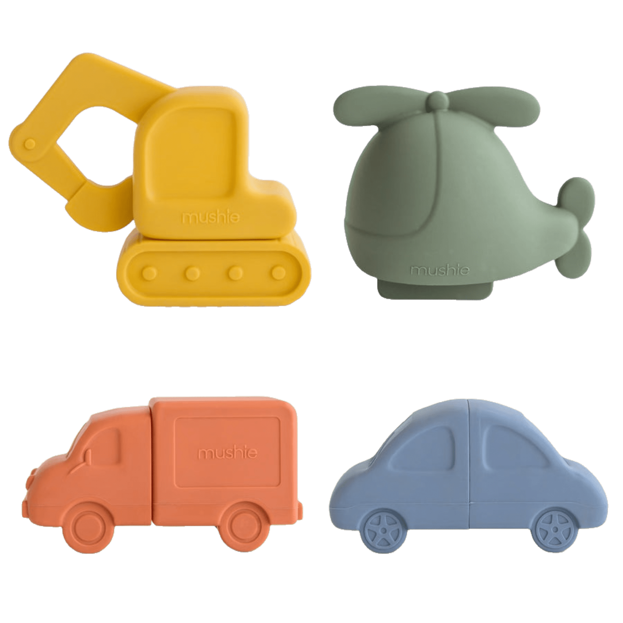 Mushie - Bath Toys - 4 - Pack Vehicles Bath Play Set - Tummy Time