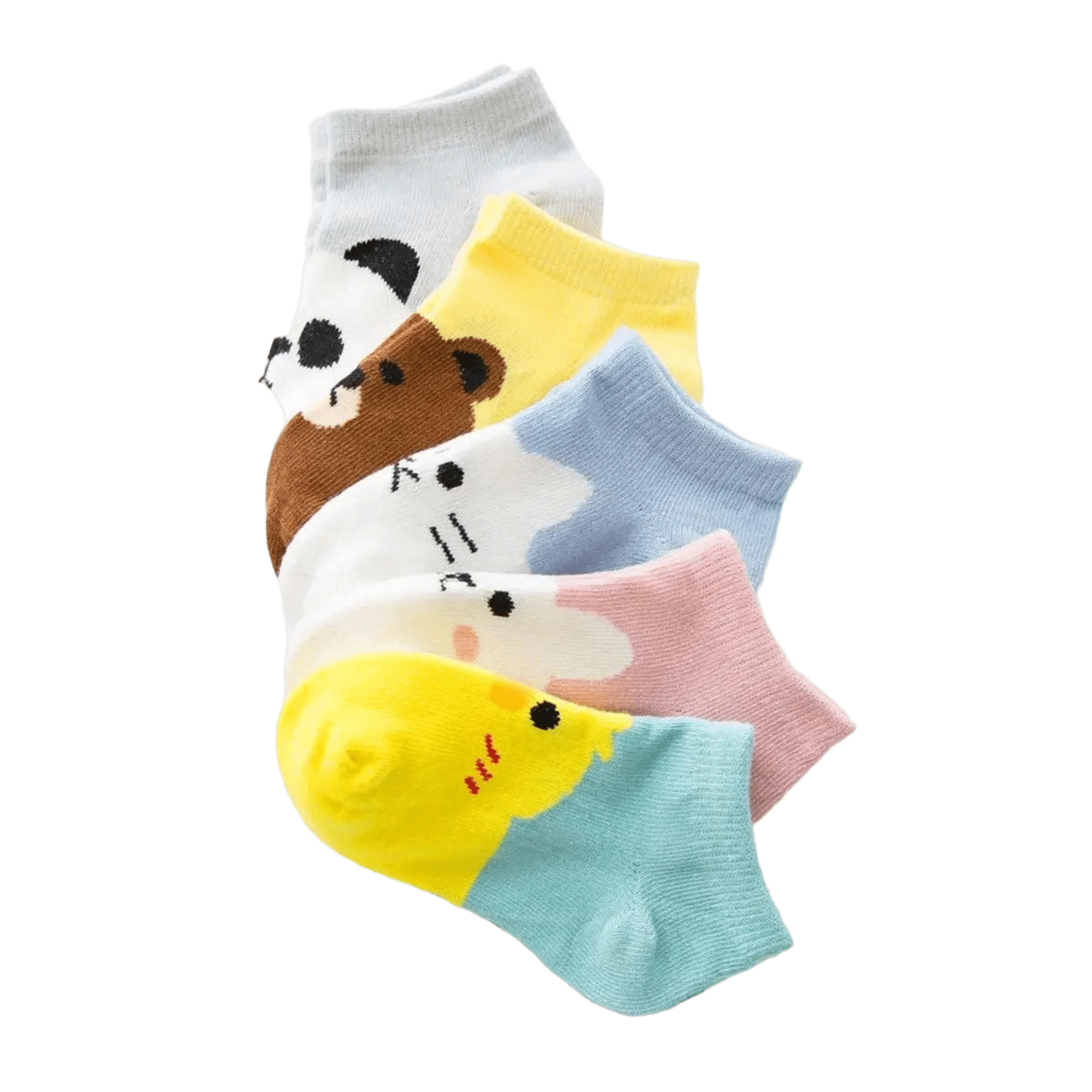 Tites Chaussettes - Baby Socks & Underwear - 5 - Pack Animal Face Socks - Tummy Time