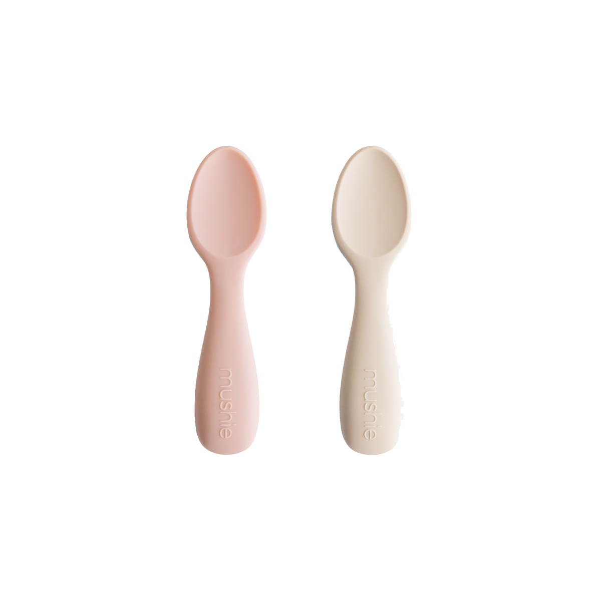Mushie Lot de 2 Cuillères Toddler Starter en Silicone Blush/Shifting Sands