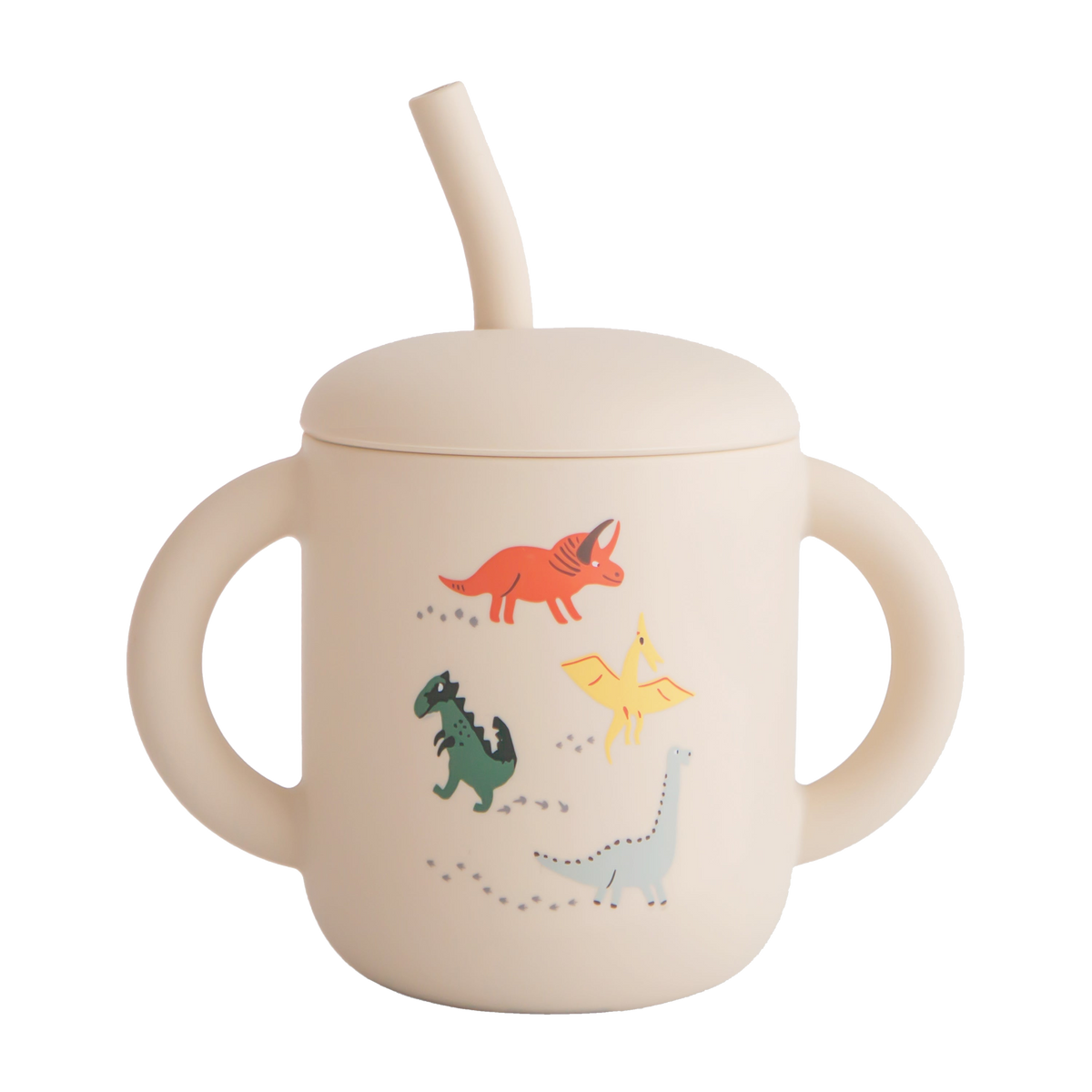 Mushie Silicone Training Cup + Straw in Dinosaurs