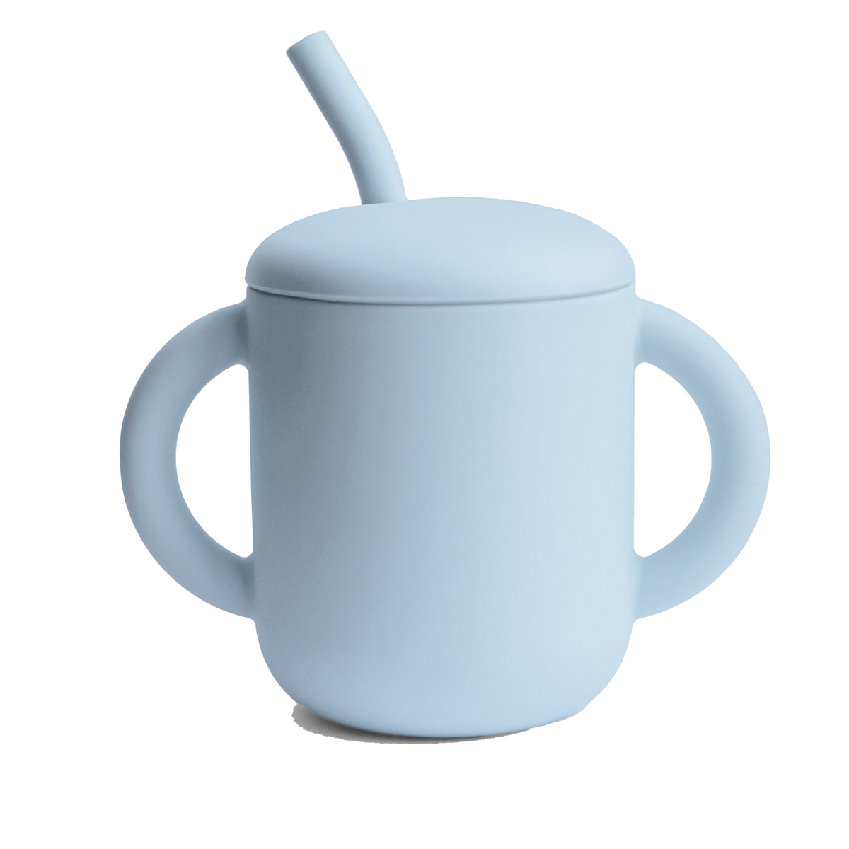 Mushie Silicone Training Cup + Straw in Powder Blue