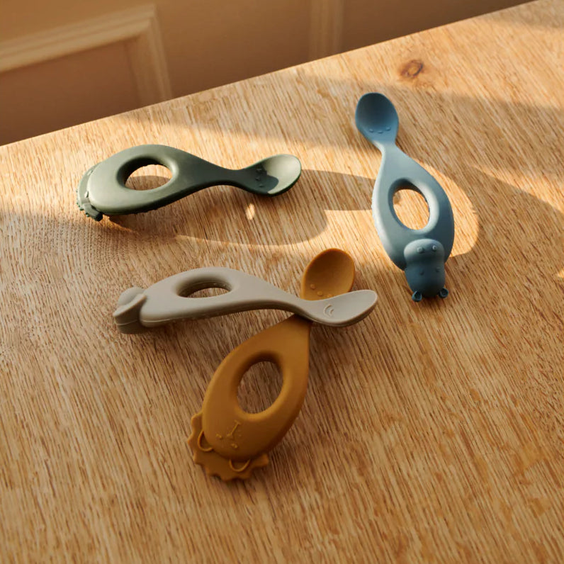 4-Pack Liva Silicone Spoon - Safari/Blue Multi Mix