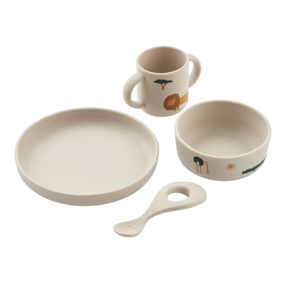 Vivi Silicone Tableware Set - Safari Sandy Mix