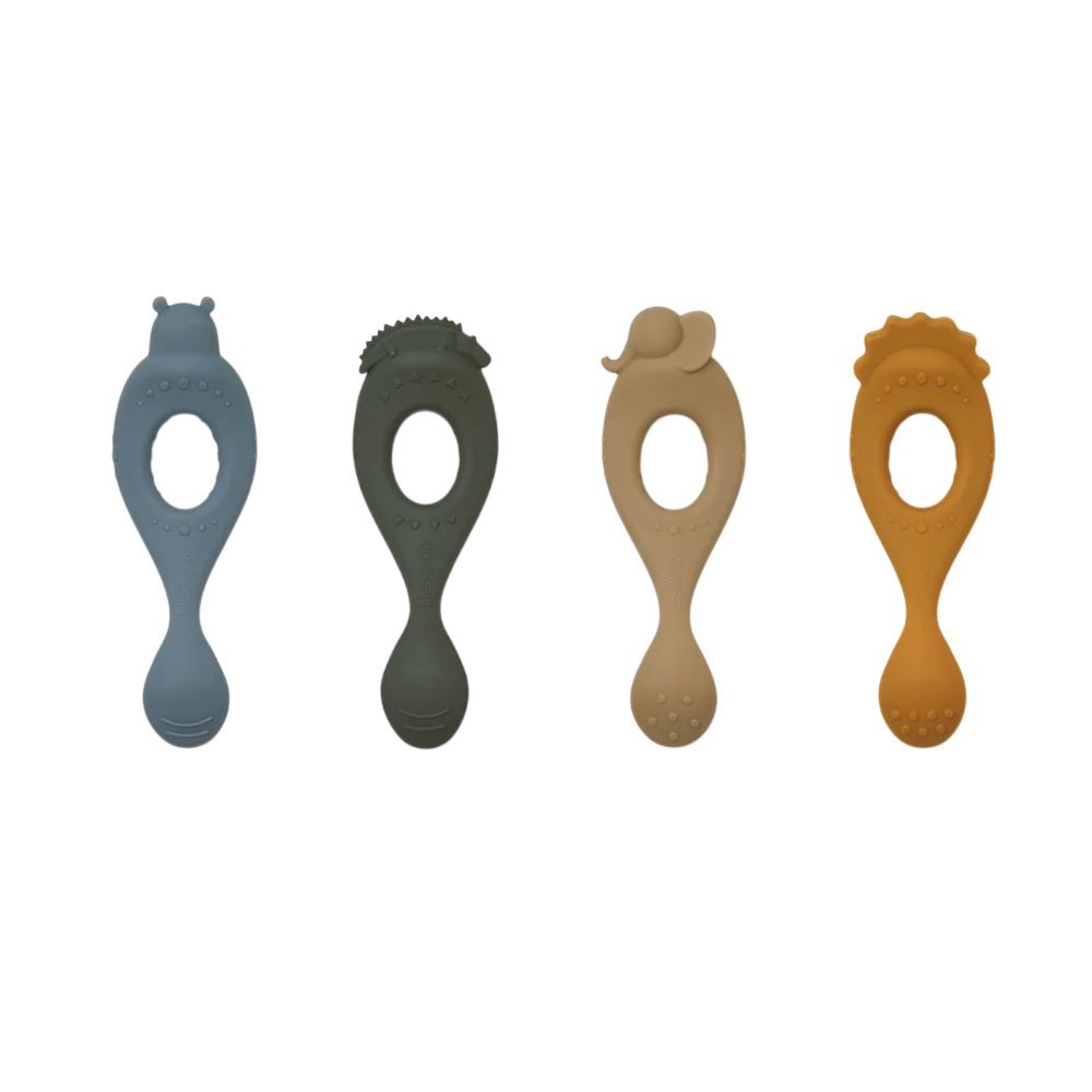 4-Pack Liva Silicone Spoon - Safari/Blue Multi Mix