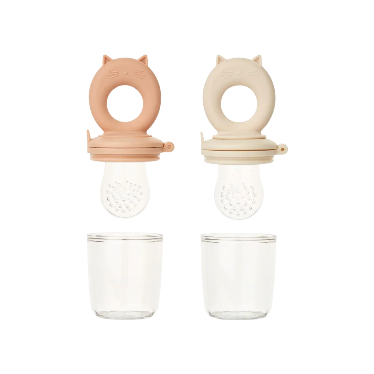 2-Pack Miranda Cat Shape Food Feeder - Tuscany Rose / Apple Blossom
