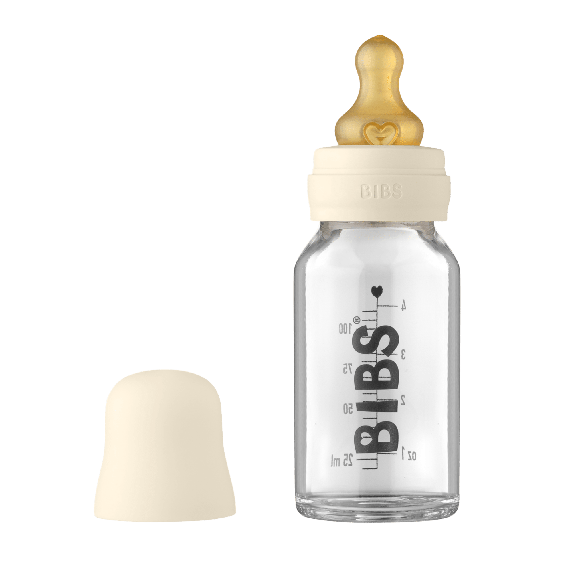 Bibs® - Baby Bottles & Accessories - Baby Glass Bottle 110ml - Ivory - Tummy Time