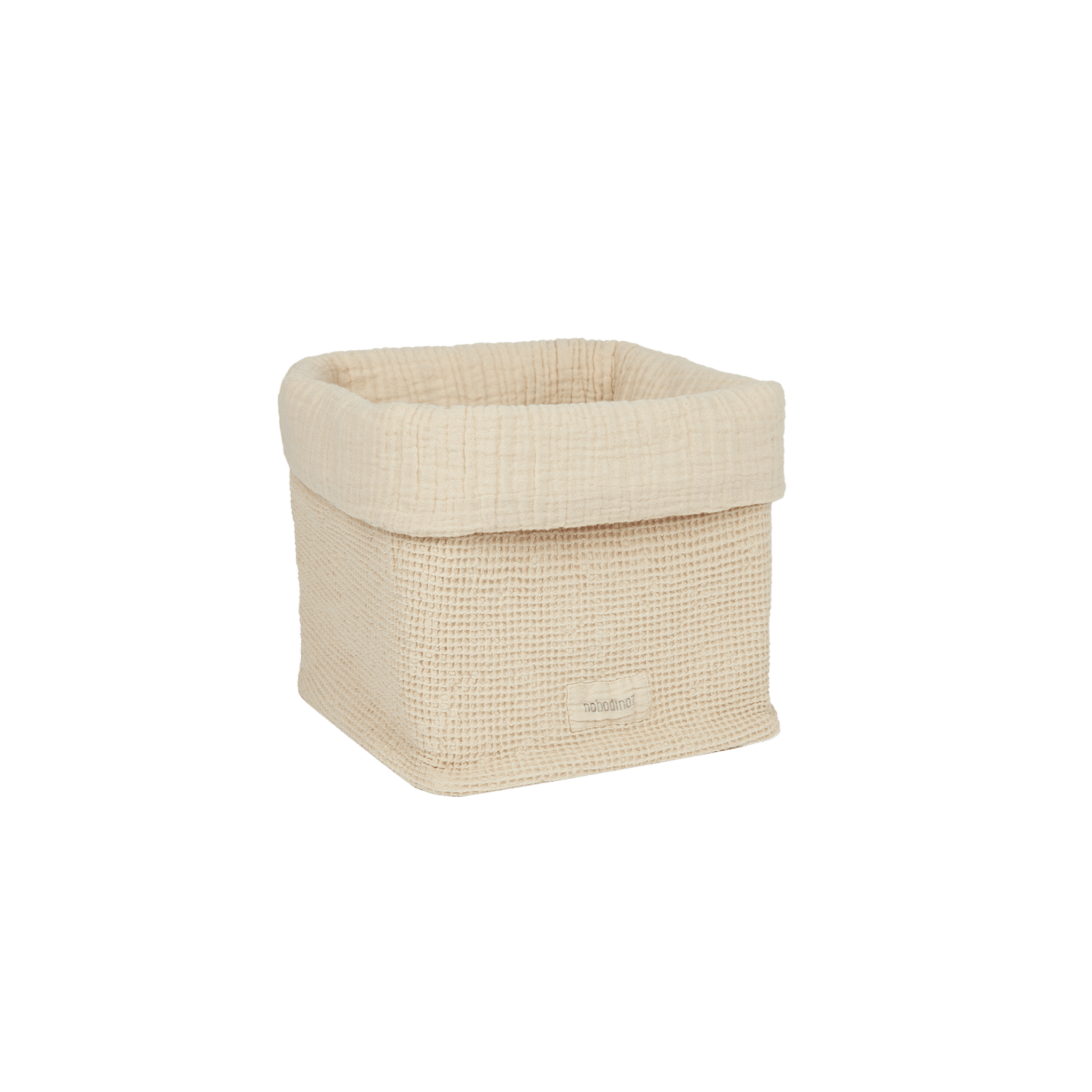 Nobodinoz - Baby & Kids Decoration - Basket in washed cotton Wabi - Sabi - Ginger - Tummy Time