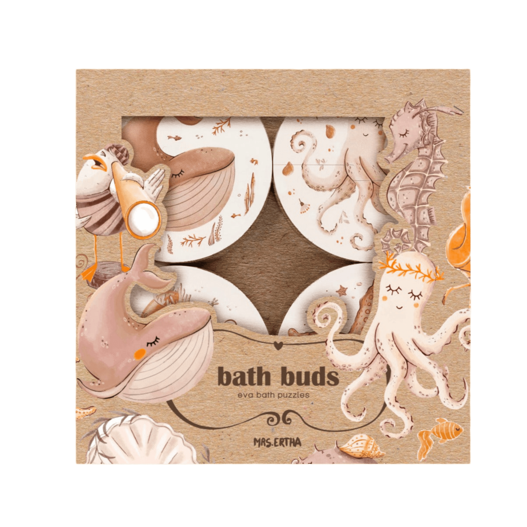 Mrs Ertha - Bath Toys - Bath Puzzle - Bath Buds - Tummy Time