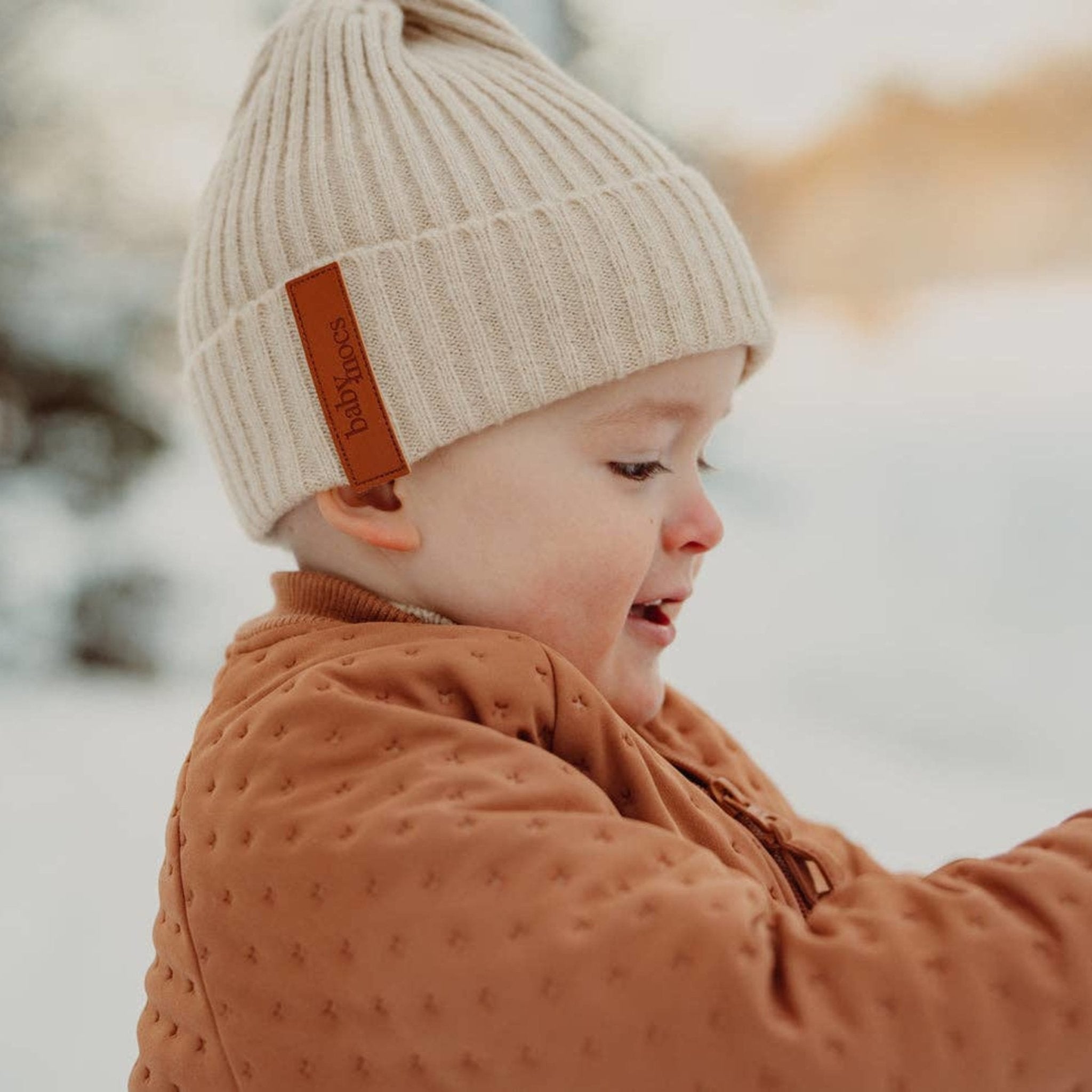 BabyMocs - Hats, Caps & Beanies - Beanie - Beige - Tummy Time