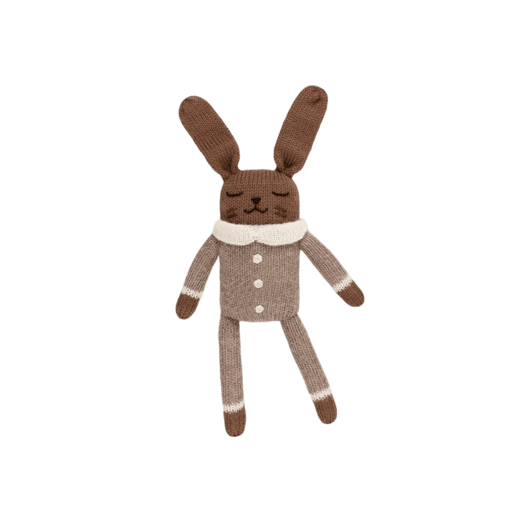 Main Sauvage - Plush Toys - Bunny Knit Toy - Oat Jumpsuit - Tummy Time