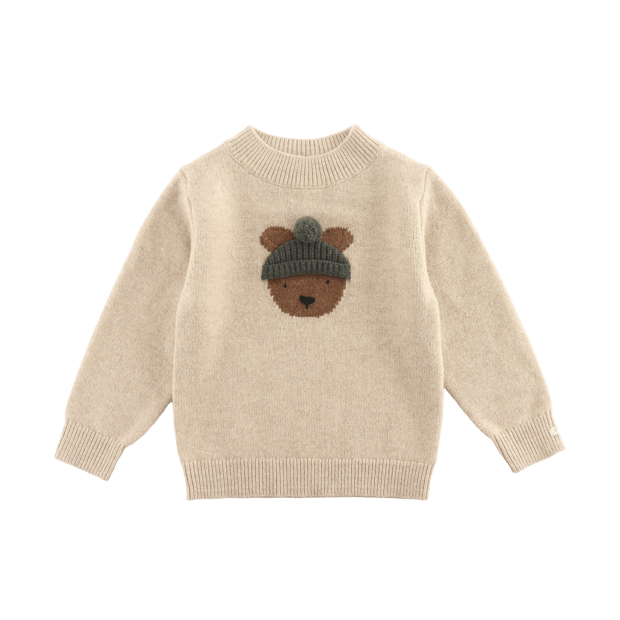 Donsje - Baby Sweaters & Cardigans - Denn Merino Wool Sweater Bear - Biscotti Melange - Tummy Time