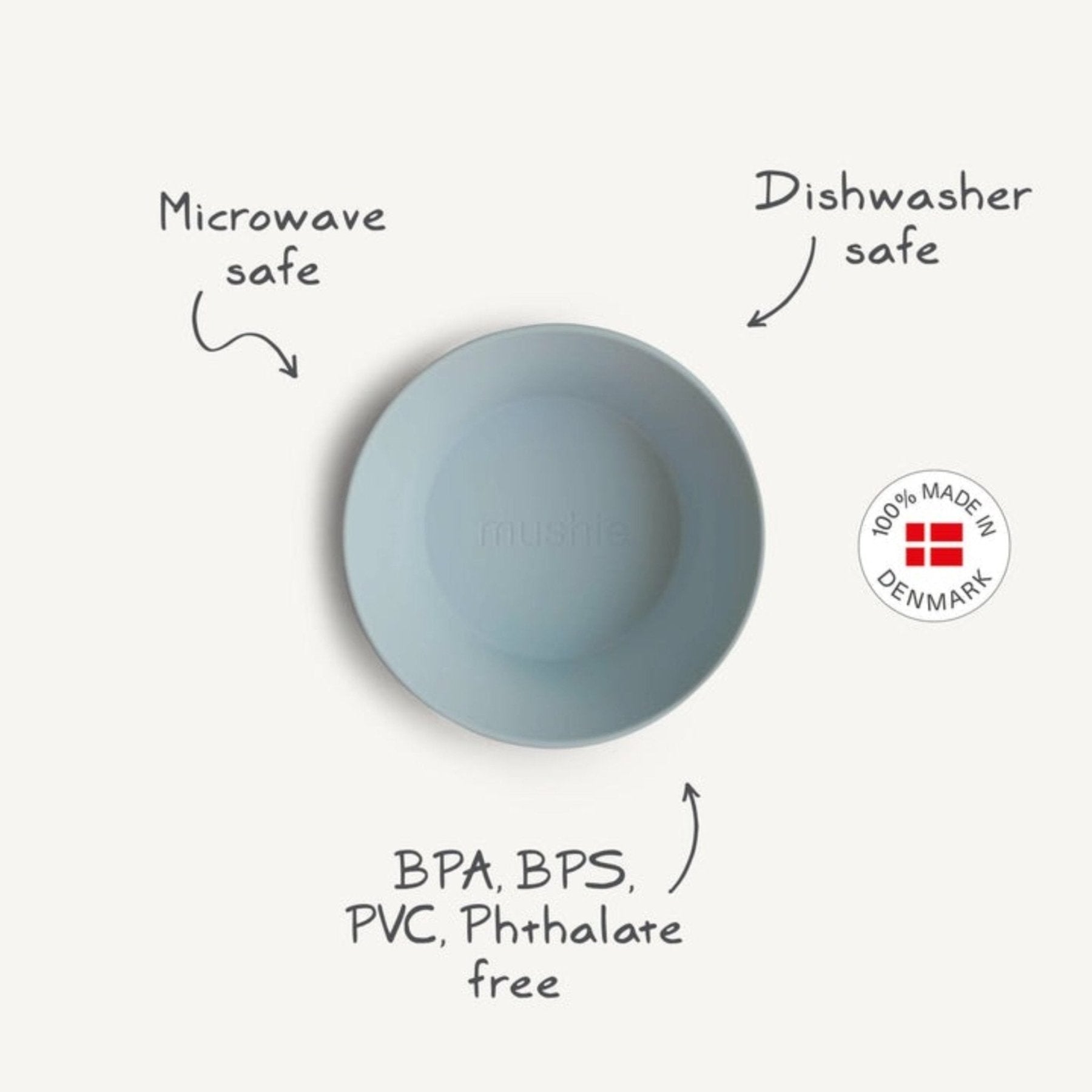 Mushie - Baby Tableware - Dinner Bowl Round - Powder Blue - Tummy Time