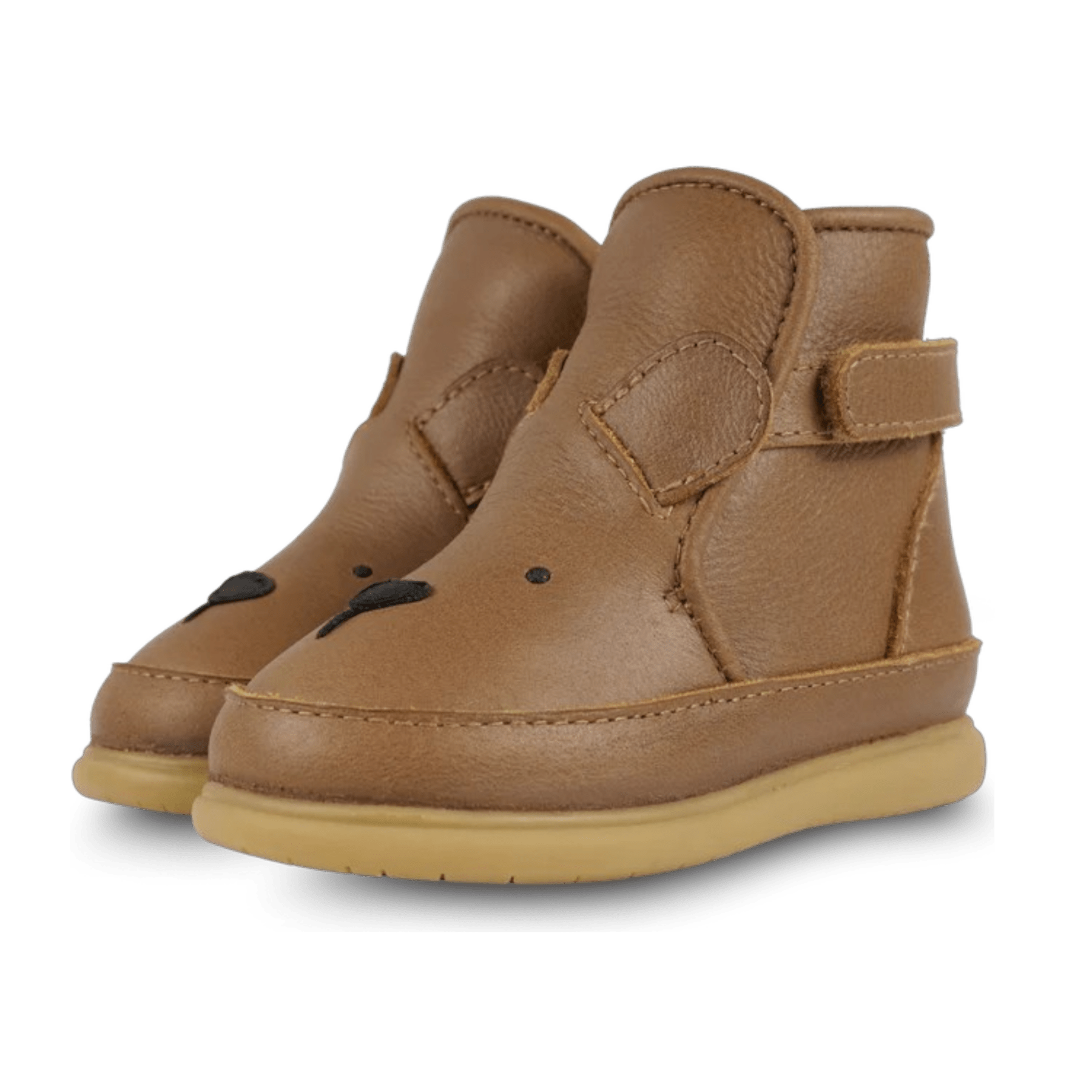 Donsje - Baby Footwear - Dubu Classic Shoes Bear - Cognac Classic Leather - Tummy Time