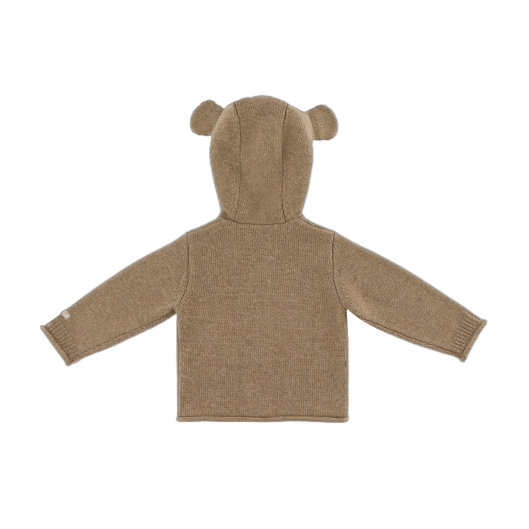Donsje - Baby Sweaters & Cardigans - Brittan Merino Wool Cardigan Bear - Milk Chocolate Melange - Tummy Time