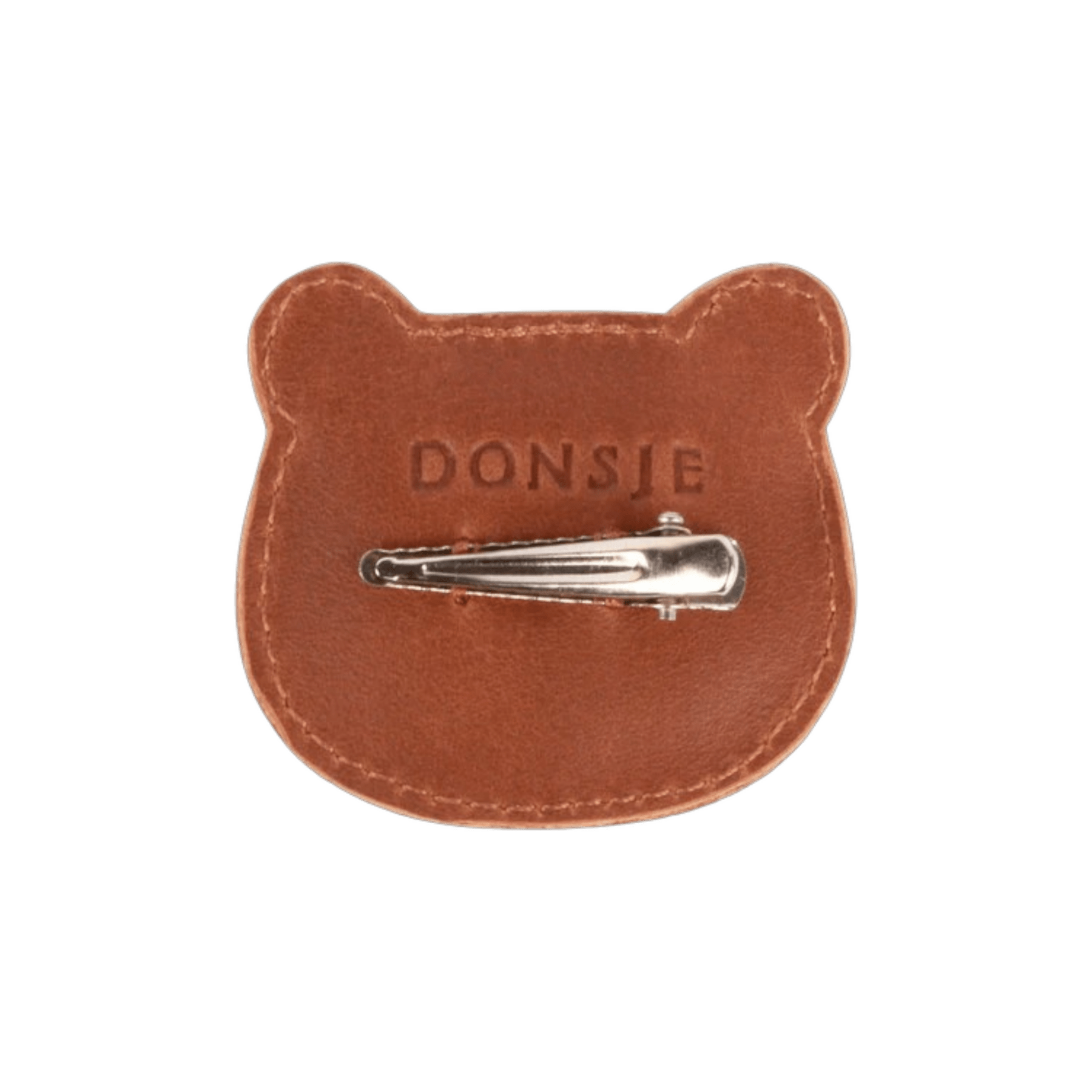 Donsje - Hair Accessories - Josy Classic Hairclip Bear - Cognac Classic Leather - Tummy Time