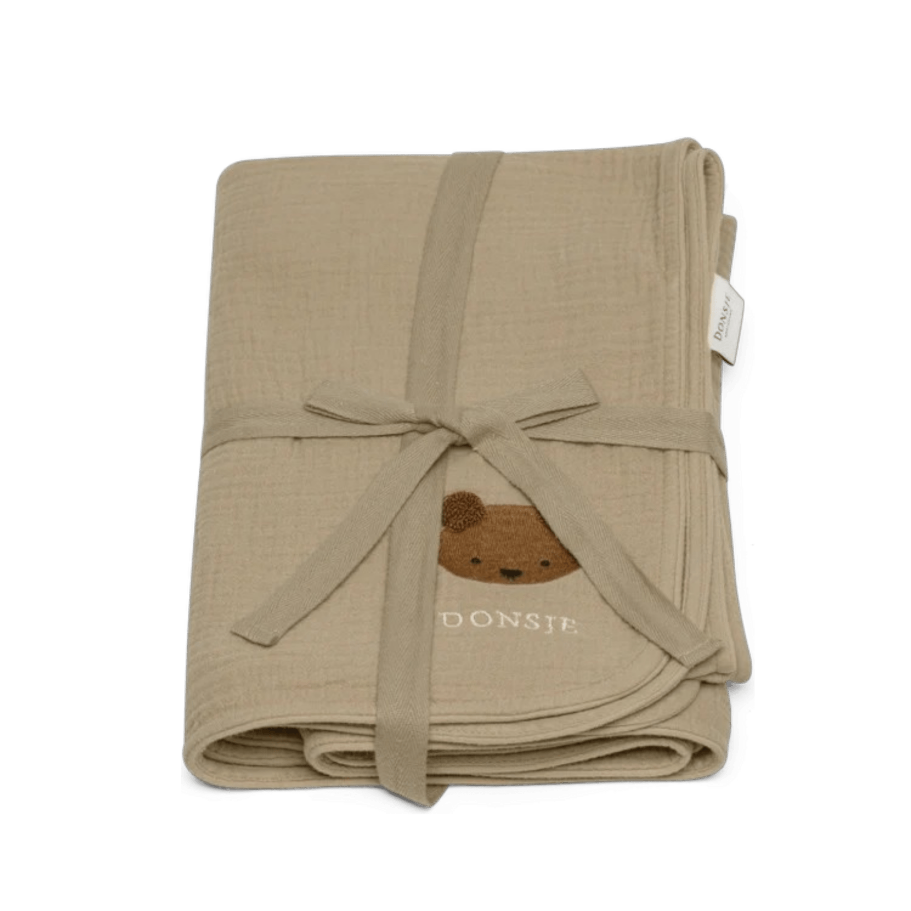 Donsje - Sleeping Bags, Blankets & Bed Bumpers - Ploekie Muslin Blanket XL Bear - Taupe - Tummy Time