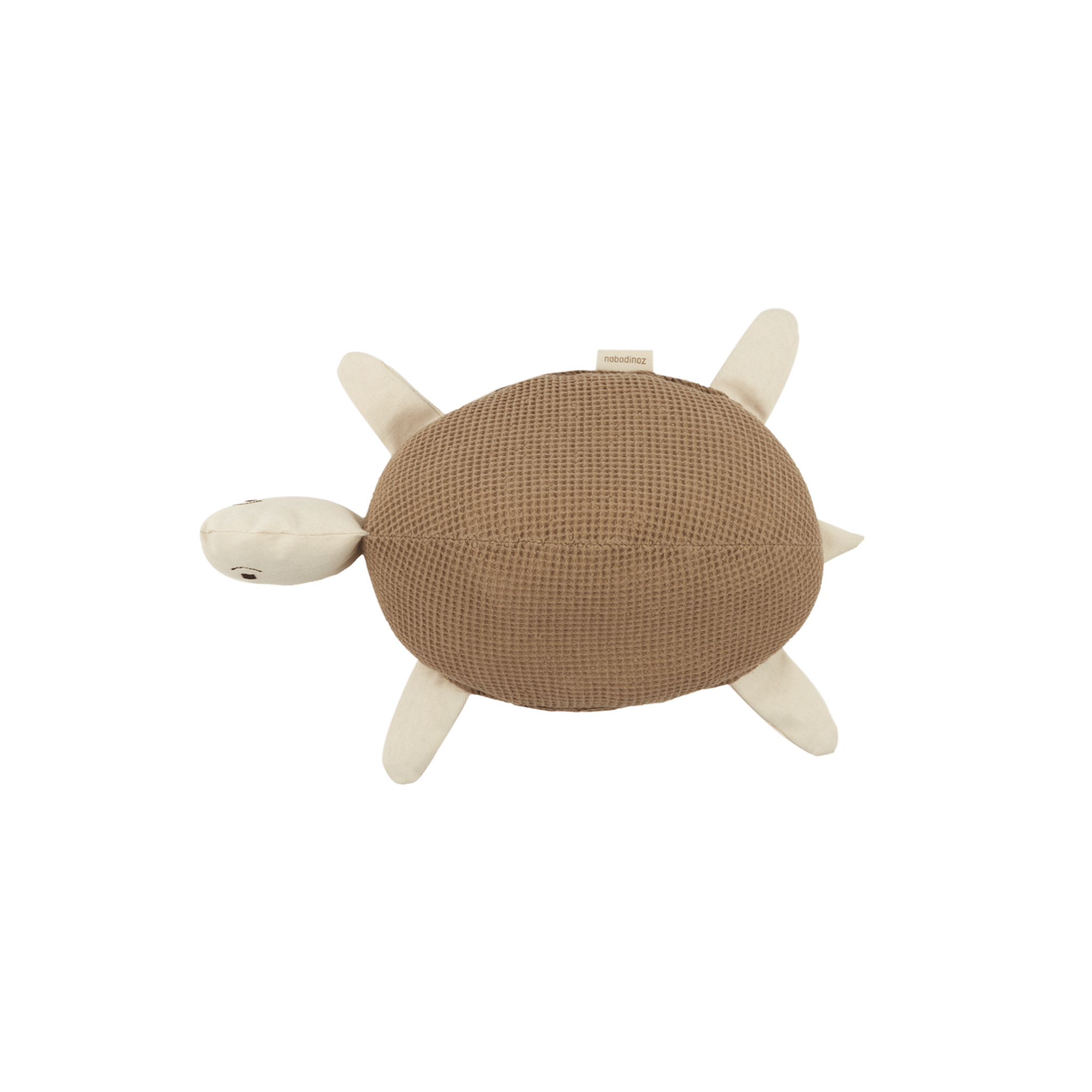 Nobodinoz - Baby & Kids Decoration - Embroidered turtle cushion in washed cotton Wabi - Sabi - Tummy Time