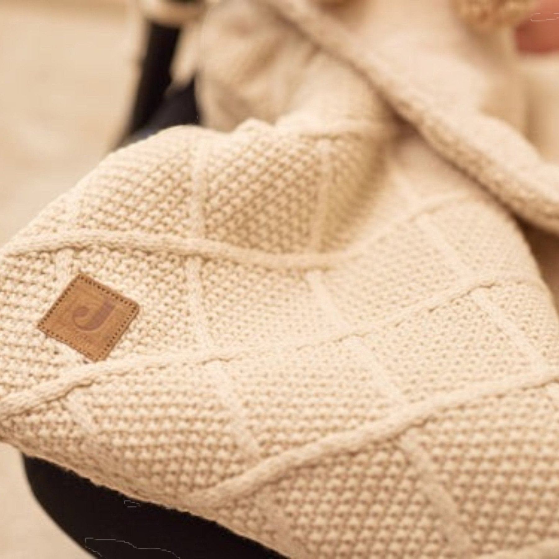 Jollein - Car & Bike Seats - Footmuff group 0+ 3/5 points Check Knit - Oatmeal - Tummy Time