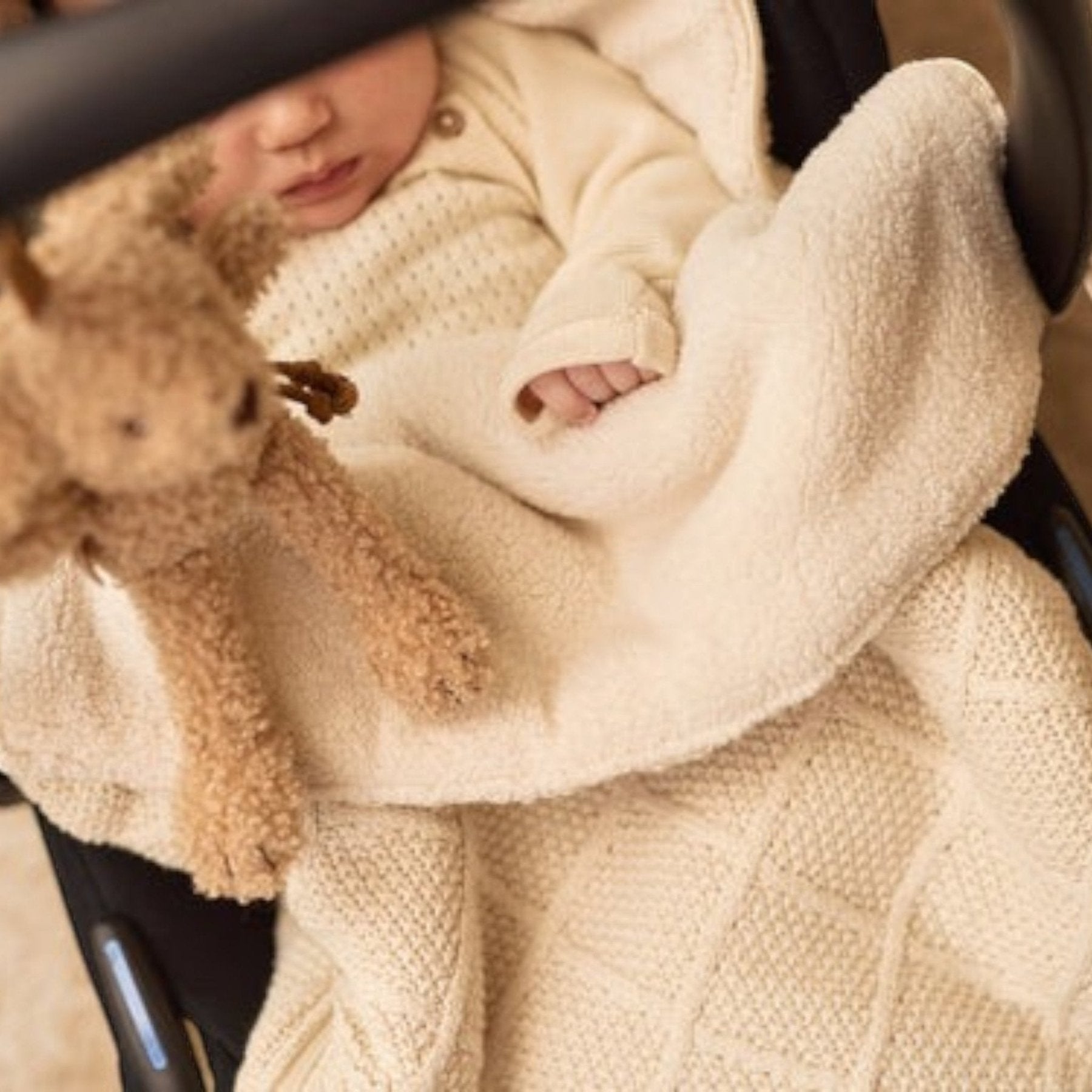 Jollein - Car & Bike Seats - Footmuff group 0+ 3/5 points Check Knit - Oatmeal - Tummy Time