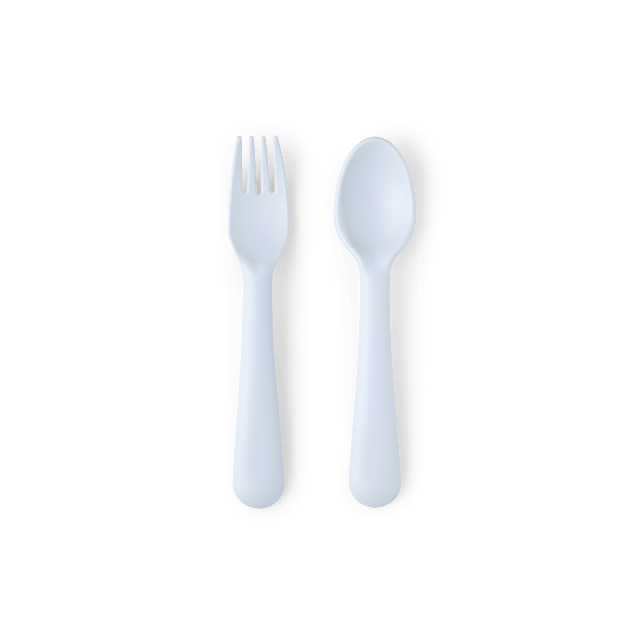 Mushie - Baby Tableware - Fork & Spoon - Powder Blue - Tummy Time